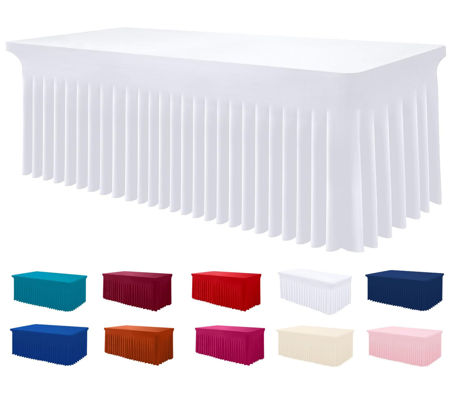 Smiry Spandex Elastic Fitted Table Cloth Skirt for 6FT Rectangle Table | Stretch Washable Table Cloth, Banquet Table Cover for Wedding, Party, Indoor & Trade Shows, (Black, 72Lx30Wx30H)