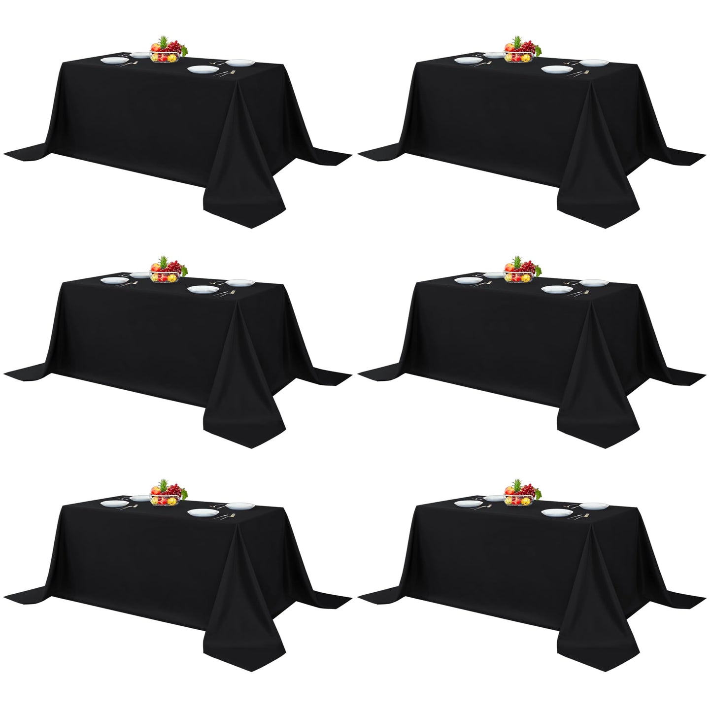 Fitable 6 Pack White Table Cloths 70x120 Inch for 6-8 Ft Rectangle Tables | Stain & Wrinkle Resistant, Washable Polyester Covers for Wedding Party Dining Banquet Event Catering Reception