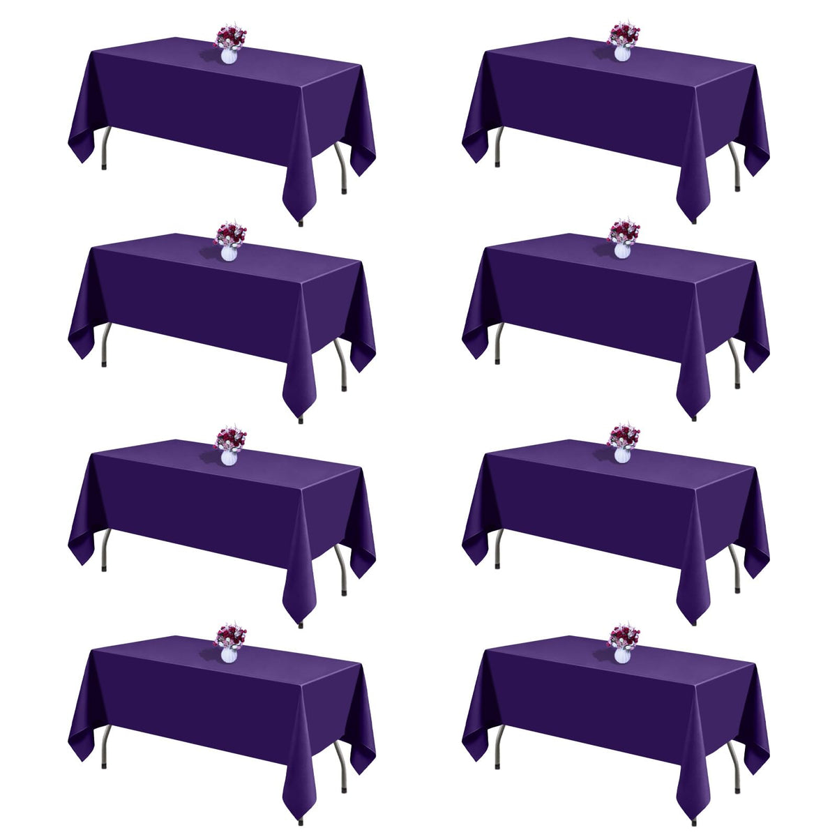 120 Inch White Round Tablecloth, 8 Pack | Wrinkle Resistant, For 4Ft-7Ft Round Table, Polyester Fabric, Washable Table Cloth, For Dining Wedding Party Buffet
