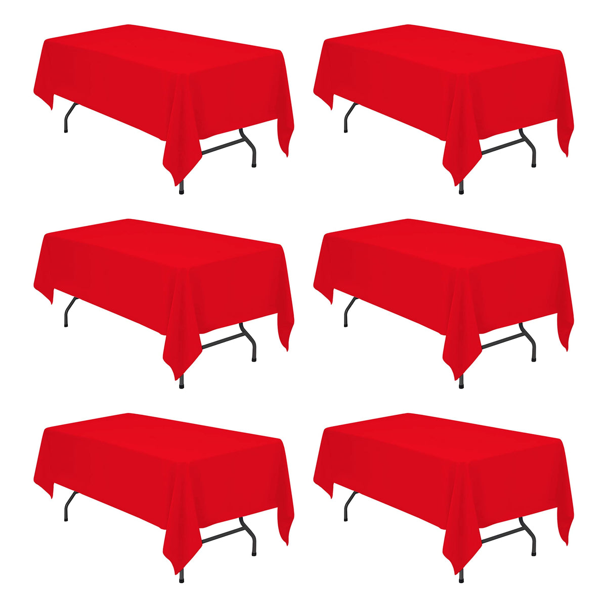 BRILLMAX 6 Pack Ivory Tablecloths 90x132 Inch for 6ft Rectangle Tables | 150 GSM Polyester Fabric, Floor Length Drop, Water, Stain & Wrinkle Resistant Cloth Cover for Wedding Reception Banquet Party
