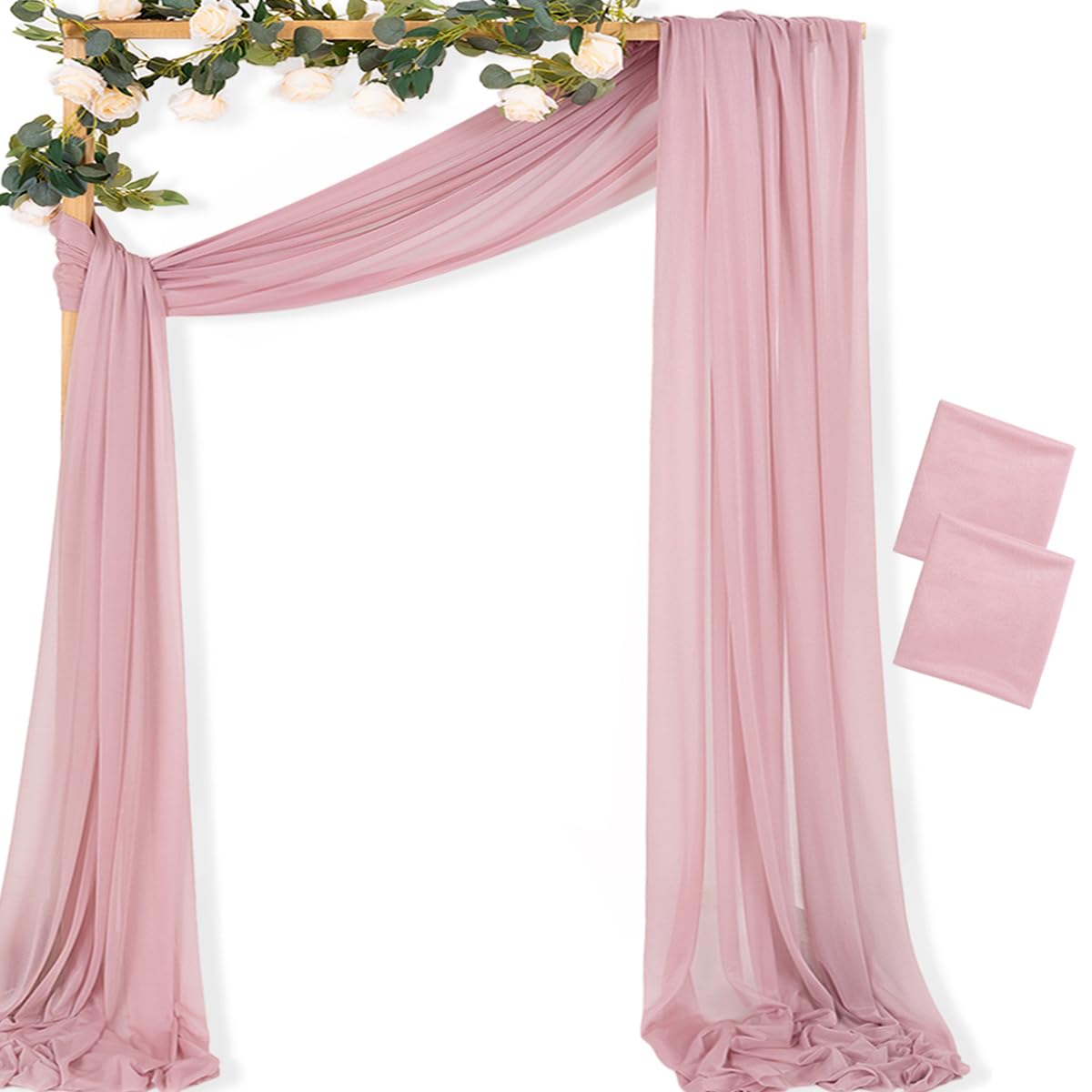 Sheer Gauze Wedding Arch Draping Fabric 29" x 20 FT 4 Panel Sage Green | Shimmery Gauze Drapes, Airy Backdrop Curtains, 6.6 Yard Outdoor Drapery Panels, Photo Background, Wedding Church Events Decor