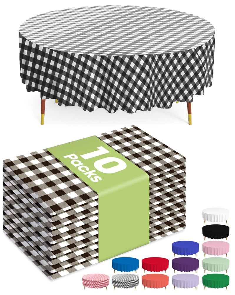 Pureegg Plastic Table Cloth 10 Pack, 54 x 108 Inch Disposable Table Cloths for Party, Picnic and Wedding, Rectangle, White | Picnic, Wedding, Party Supplies, Leakproof & Sturdy, Tablecloth, Table Cover