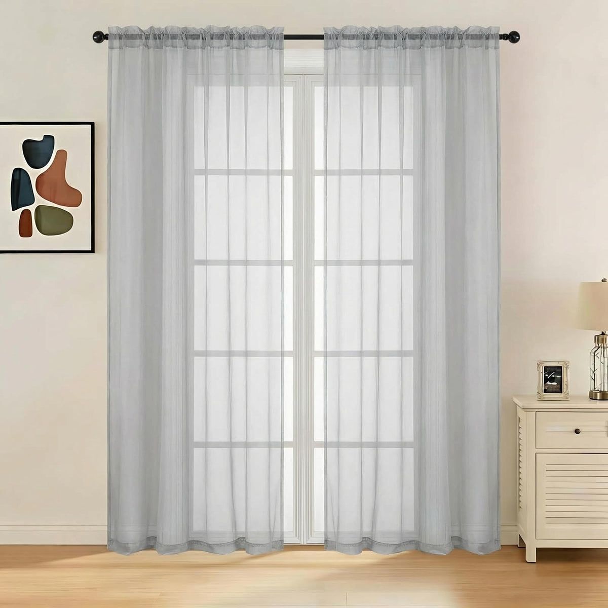 LIVEKID White Sheer Curtains 84 Inches Long 2 Panels - Light Filtering Breathable Voile Textured Sheer Curtains for Bedroom/Living Room, Rod Pocket Soft Elagant & Airy Solid Drapes, W42 x L84
