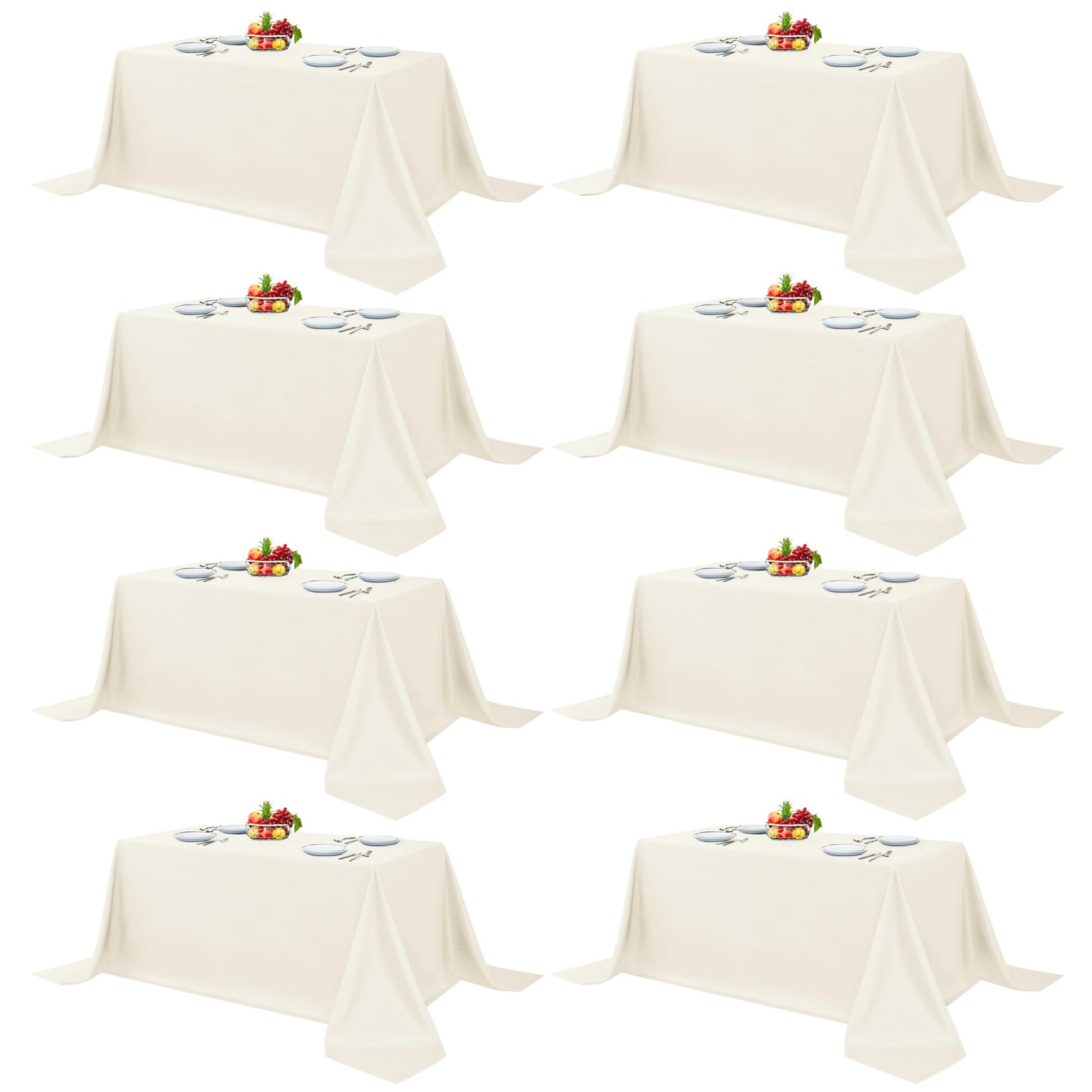 Fitable 6 Pack White Table Cloths 70x120 Inch for 6-8 Ft Rectangle Tables | Stain & Wrinkle Resistant, Washable Polyester Covers for Wedding Party Dining Banquet Event Catering Reception