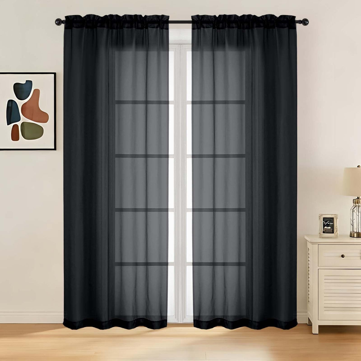 LIVEKID White Sheer Curtains 84 Inches Long 2 Panels - Light Filtering Breathable Voile Textured Sheer Curtains for Bedroom/Living Room, Rod Pocket Soft Elagant & Airy Solid Drapes, W42 x L84