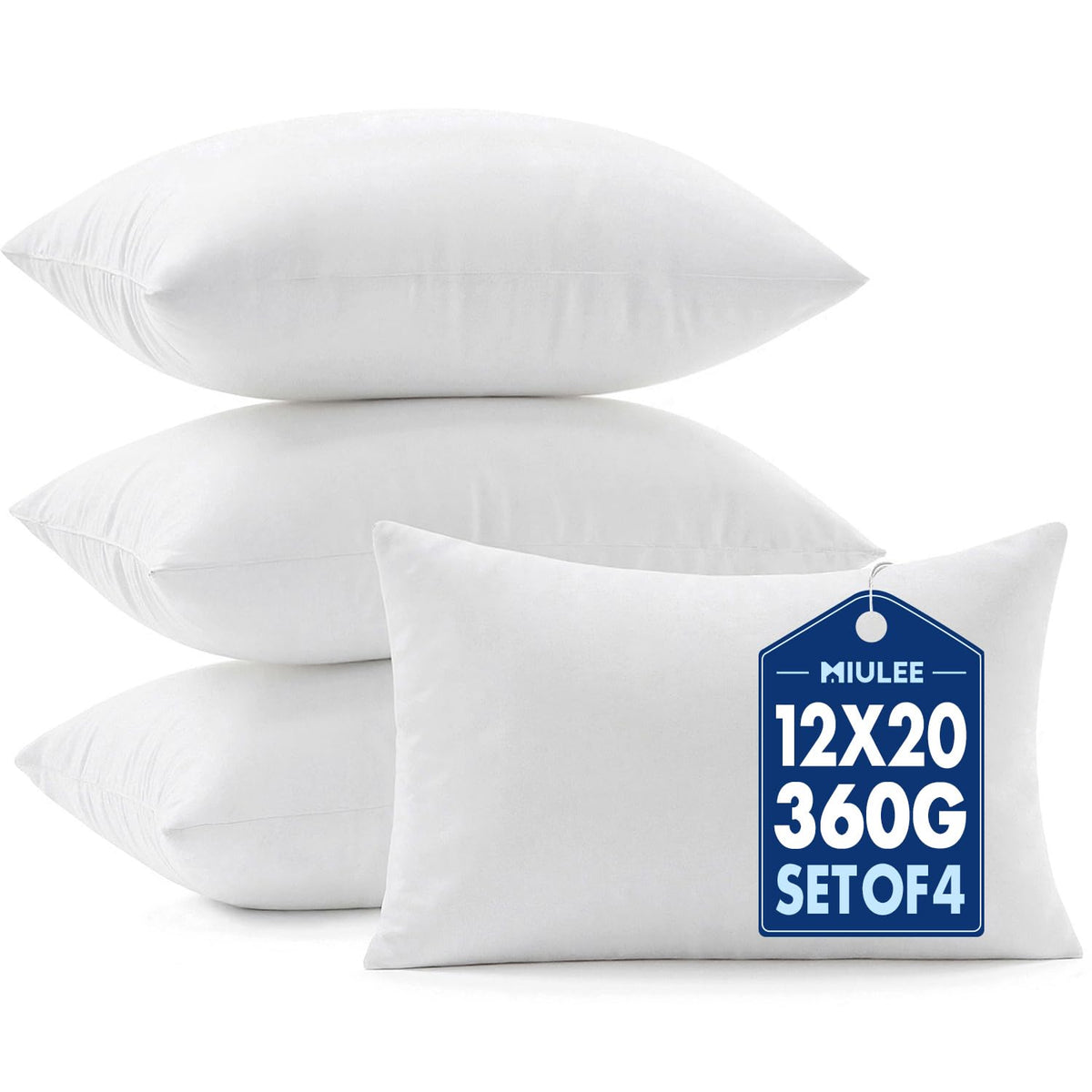 MIULEE 18x18 Pillow Inserts 4 Pack, 100% Virgin Fiber Filling Throw Pillows | Decorative Pillows for Sofa Bed Couch, Firm and Full Pillows, Excellent Support, Soft Brushed Fabric