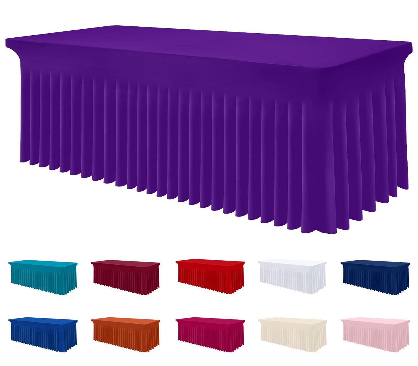 Smiry Spandex Elastic Fitted Table Cloth Skirt for 6FT Rectangle Table | Stretch Washable Table Cloth, Banquet Table Cover for Wedding, Party, Indoor & Trade Shows, (Black, 72Lx30Wx30H)