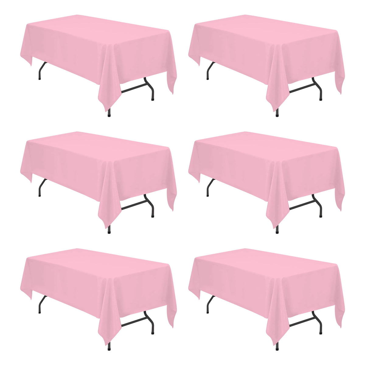 BRILLMAX 6 Pack Ivory Tablecloths 90x132 Inch for 6ft Rectangle Tables | 150 GSM Polyester Fabric, Floor Length Drop, Water, Stain & Wrinkle Resistant Cloth Cover for Wedding Reception Banquet Party