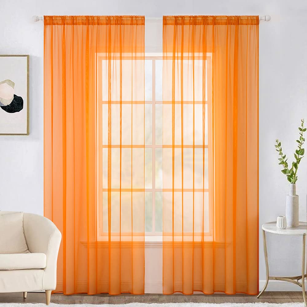 MIULEE 2 Panels White Sheer Curtains for Living Room 54 X 84 Inches | Window, Solid Color, Elegant Window Voile Panels, Bedroom, Living Room, Drapes, Treatment