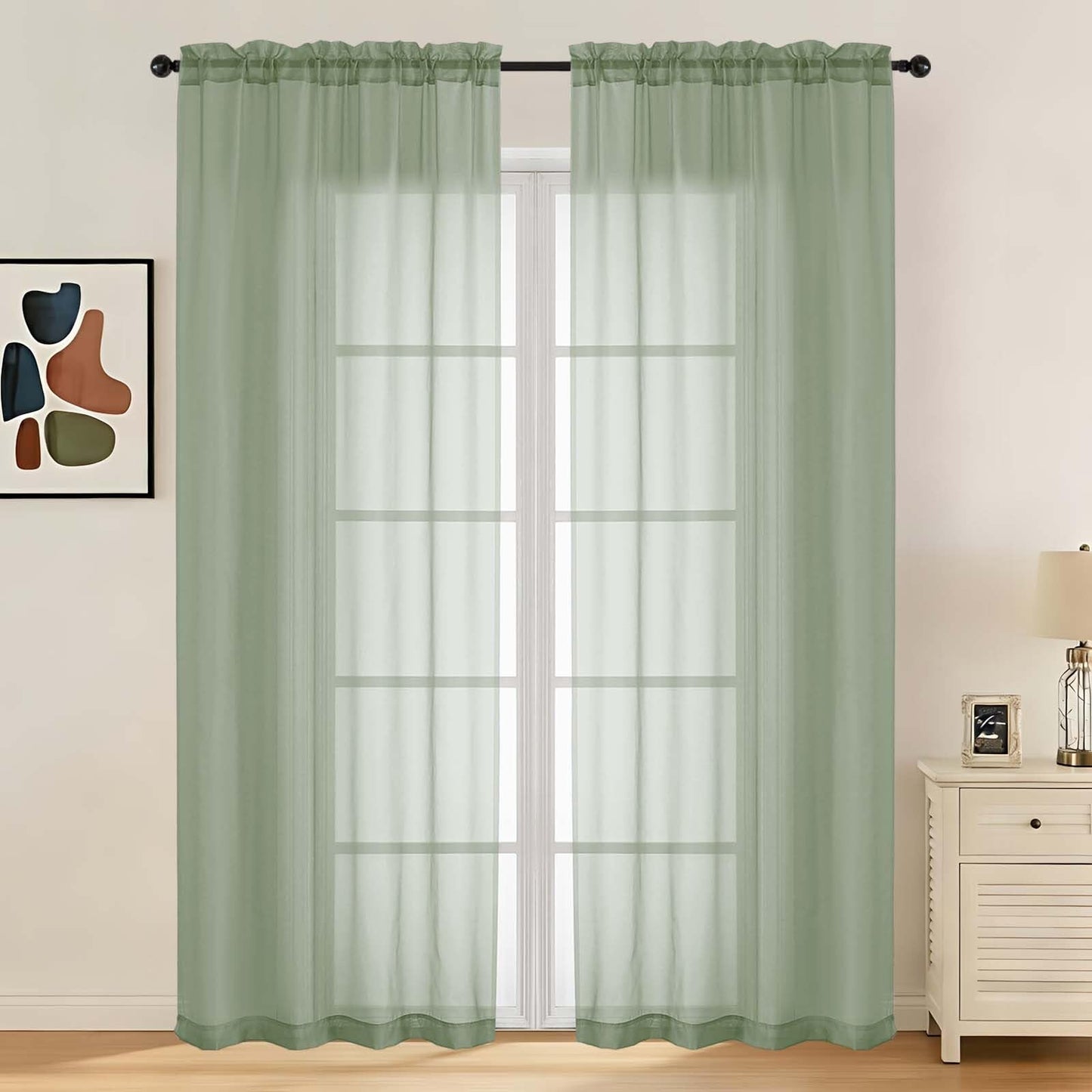LIVEKID White Sheer Curtains 84 Inches Long 2 Panels - Light Filtering Breathable Voile Textured Sheer Curtains for Bedroom/Living Room, Rod Pocket Soft Elagant & Airy Solid Drapes, W42 x L84