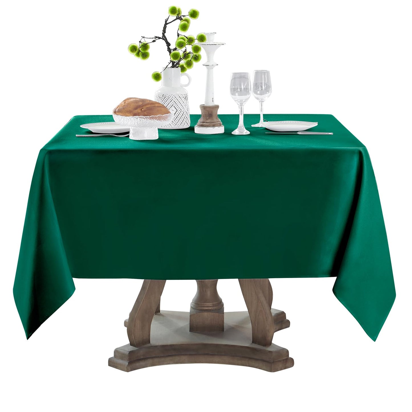 1 Pack White Rectangle Tablecloths 60x84 Inch for 4ft Tables | Washable Decorative Linen Polyester Table Cover for Dining Tables, Banquets Buffets Parties and Weddings