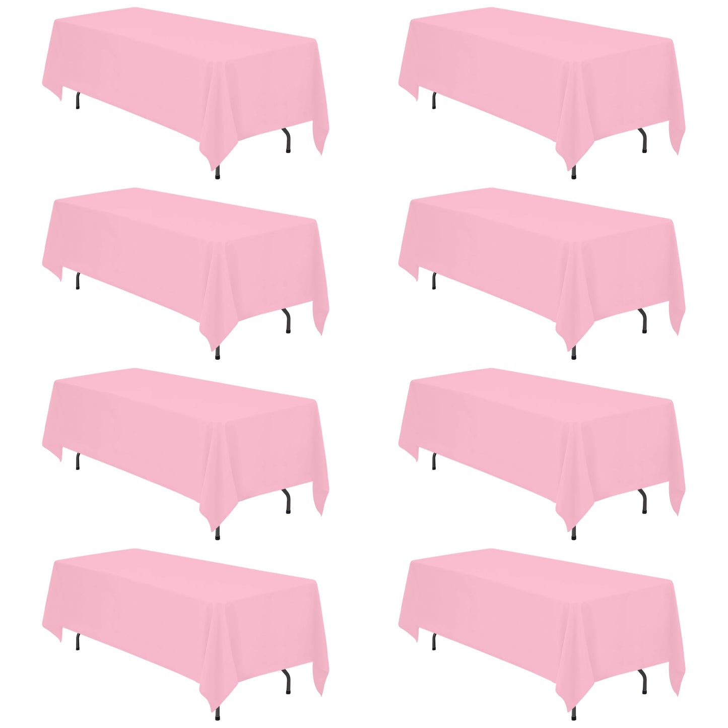 BRILLMAX 6 Pack Ivory Tablecloths 90x132 Inch for 6ft Rectangle Tables | 150 GSM Polyester Fabric, Floor Length Drop, Water, Stain & Wrinkle Resistant Cloth Cover for Wedding Reception Banquet Party