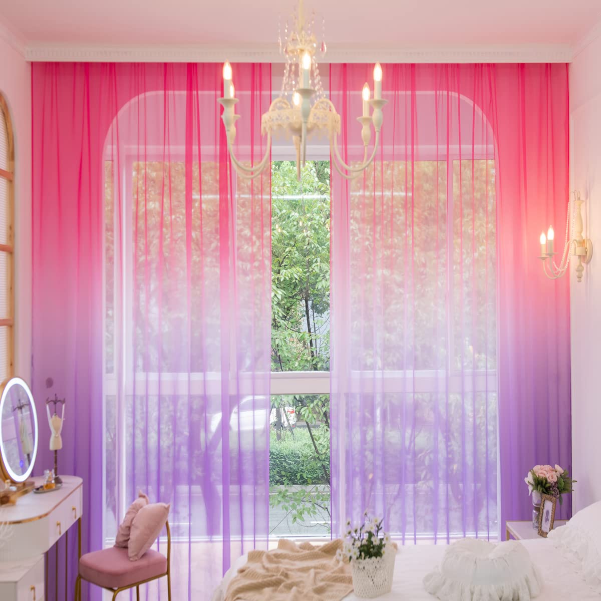 PHILEASY Window Sheer Curtains 84 Inches Long 2 Panels White Sheer Curtain Clear Transparent Basic Rod Pocket Panel 15 Colors 10 Size for Bedroom Living Room Yard Kitchen