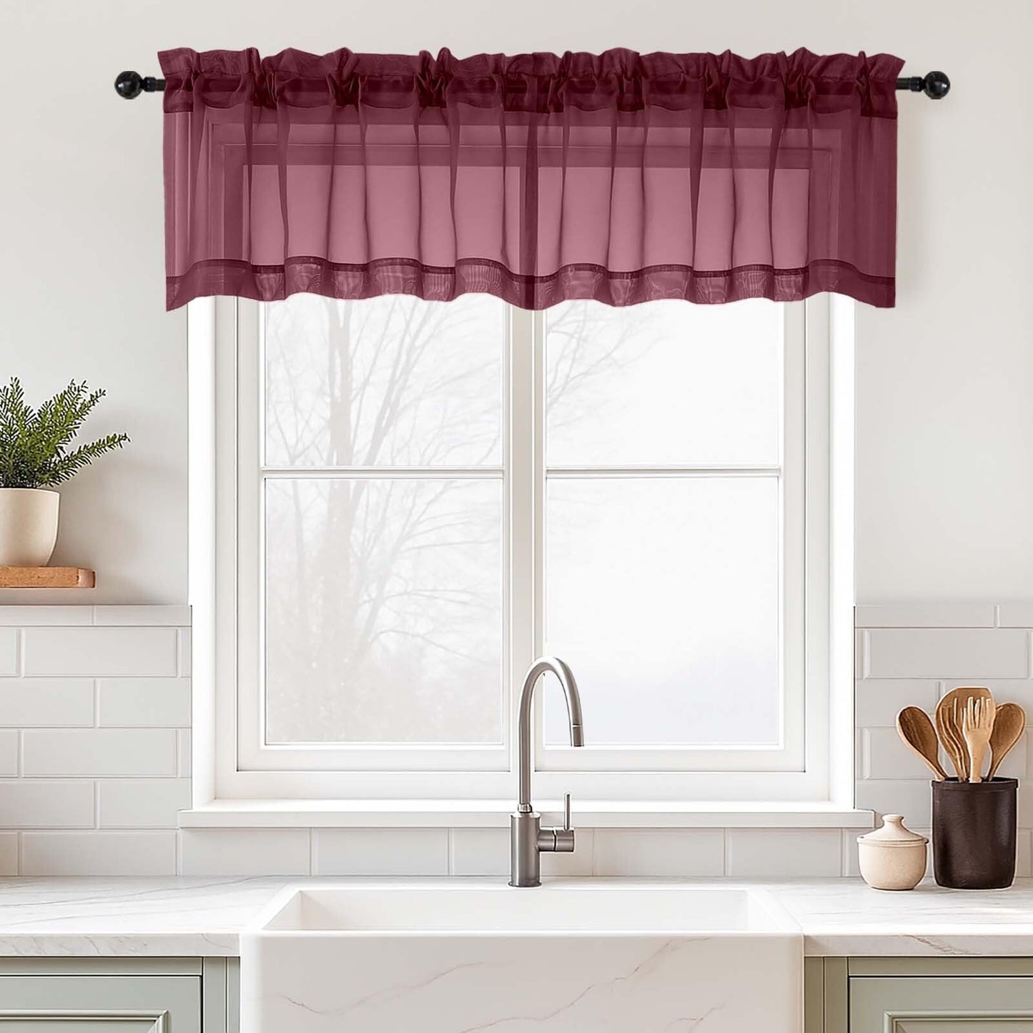 Purple Window Sheer Curtains 54 inch Length, Soft Airy Light Filtering Sheer Curtain 2 Panels Set, Dual Rod Pocket Gauze Purple Drapes for Living Room Bedroom, 2x42Wx54L Inches
