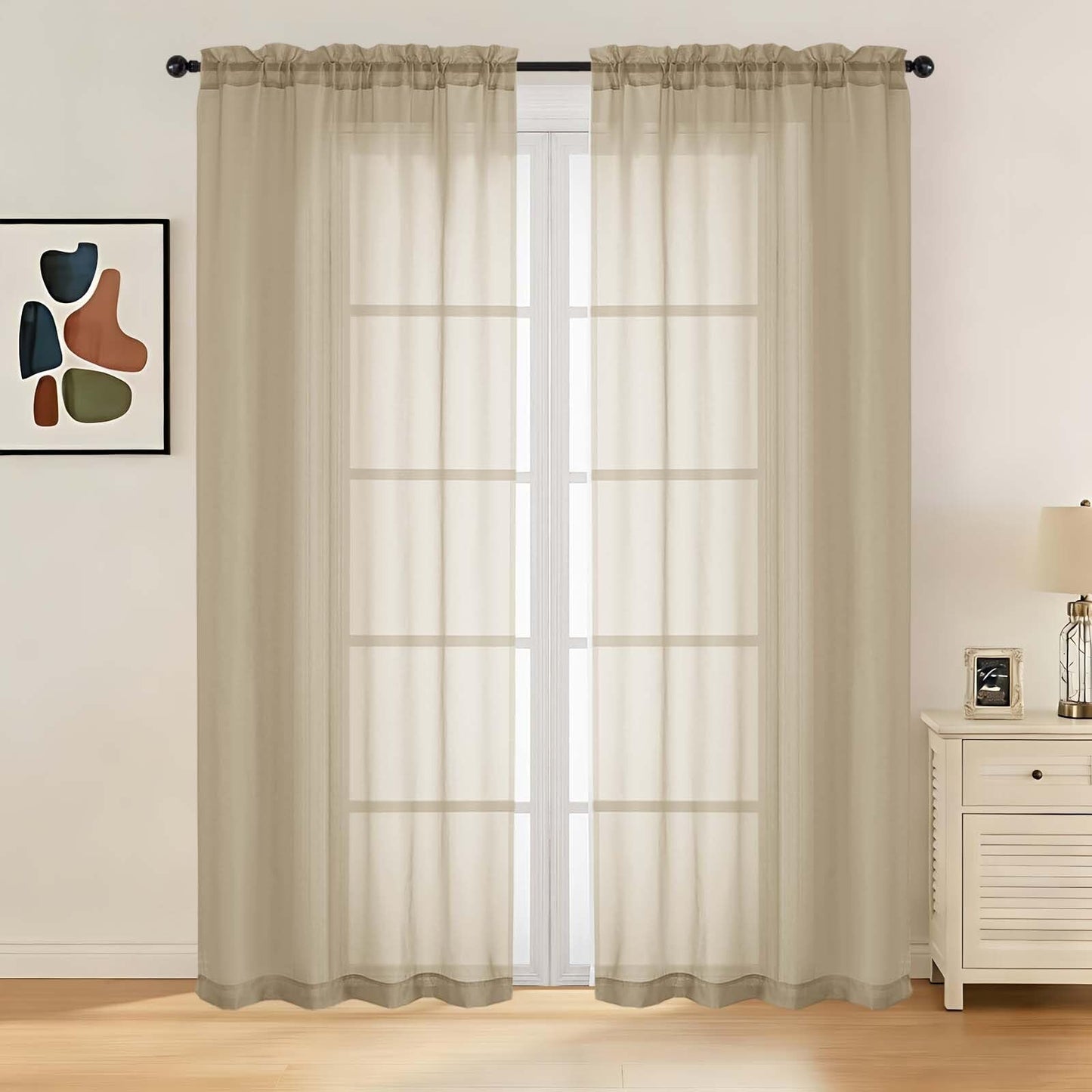 LIVEKID White Sheer Curtains 84 Inches Long 2 Panels - Light Filtering Breathable Voile Textured Sheer Curtains for Bedroom/Living Room, Rod Pocket Soft Elagant & Airy Solid Drapes, W42 x L84