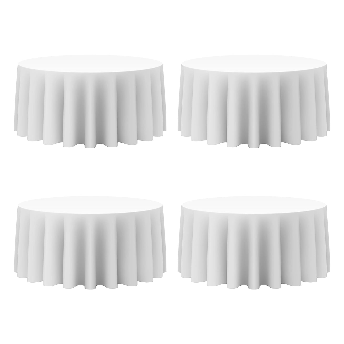 BRILLMAX 4 Pack Ivory Round Tablecloths 108 Inch for 48" Tables | 150 GSM Polyester Fabric, Floor Length Drop, Water, Stain & Wrinkle Resistant Cloth Cover for Wedding Reception Banquet Party