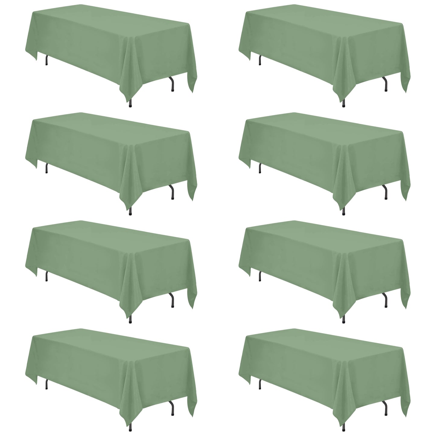 BRILLMAX 6 Pack Ivory Tablecloths 90x132 Inch for 6ft Rectangle Tables | 150 GSM Polyester Fabric, Floor Length Drop, Water, Stain & Wrinkle Resistant Cloth Cover for Wedding Reception Banquet Party