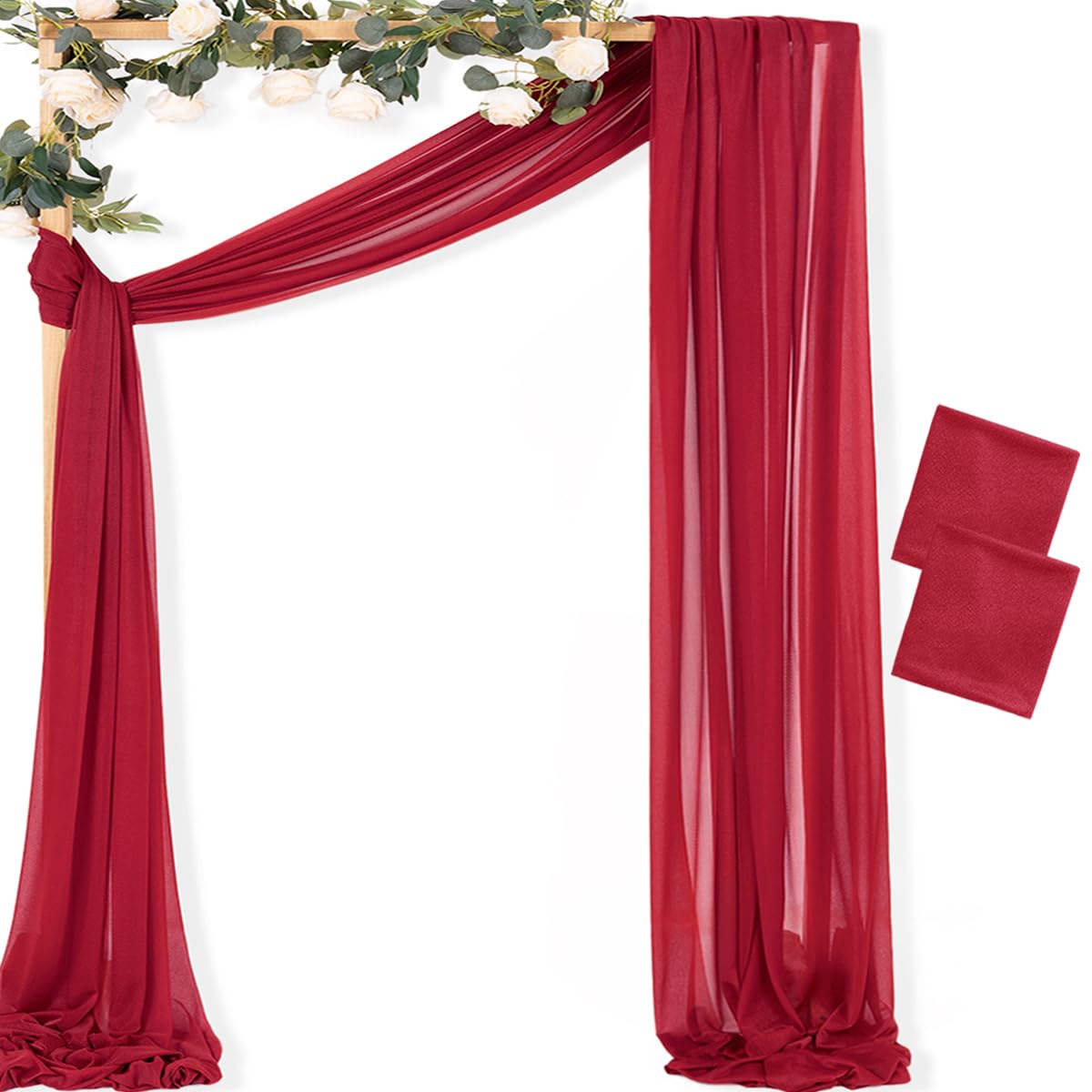 Sheer Gauze Wedding Arch Draping Fabric 29" x 20 FT 4 Panel Sage Green | Shimmery Gauze Drapes, Airy Backdrop Curtains, 6.6 Yard Outdoor Drapery Panels, Photo Background, Wedding Church Events Decor