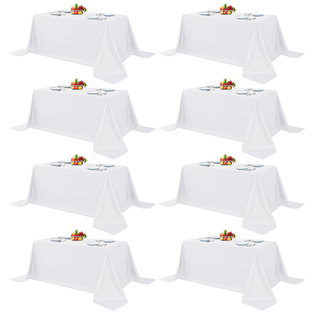 Fitable 6 Pack White Table Cloths 70x120 Inch for 6-8 Ft Rectangle Tables | Stain & Wrinkle Resistant, Washable Polyester Covers for Wedding Party Dining Banquet Event Catering Reception