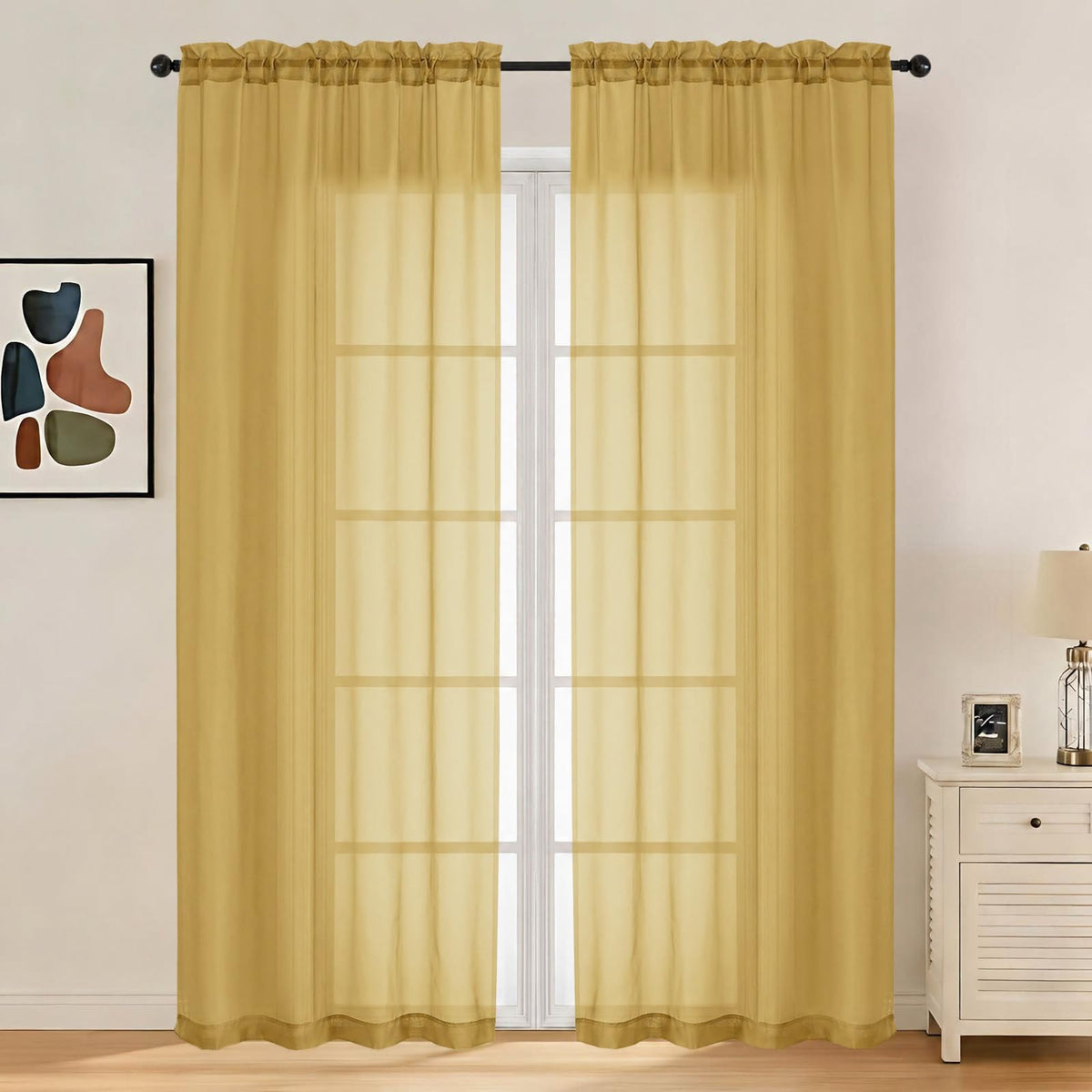 LIVEKID White Sheer Curtains 84 Inches Long 2 Panels - Light Filtering Breathable Voile Textured Sheer Curtains for Bedroom/Living Room, Rod Pocket Soft Elagant & Airy Solid Drapes, W42 x L84