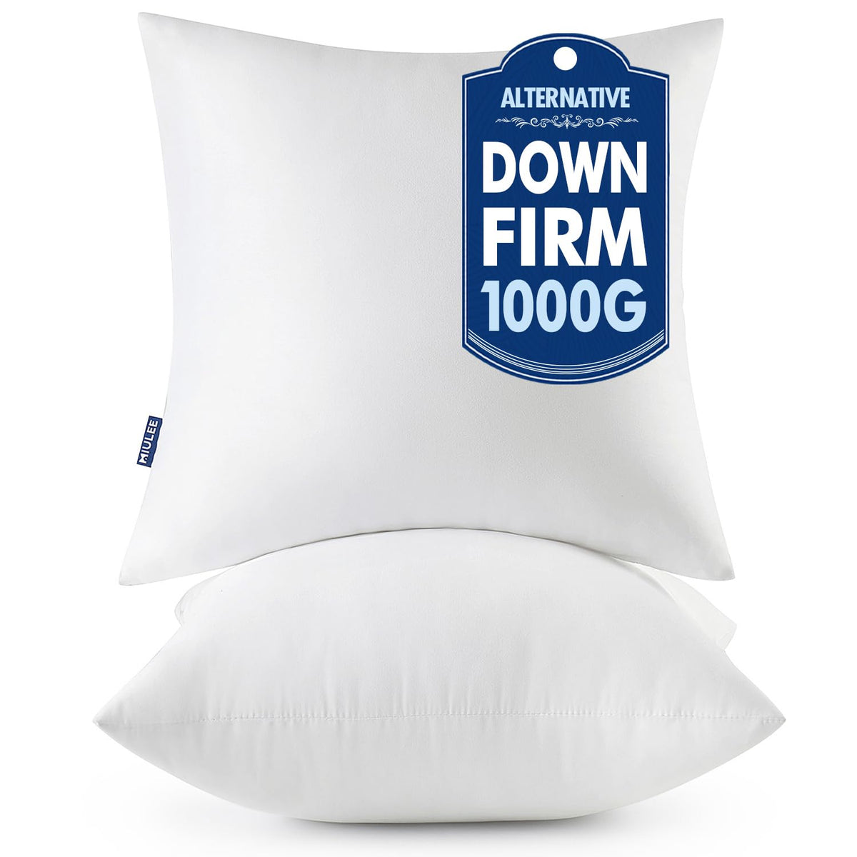 MIULEE 18x18 Throw Pillows Inserts 2 Pack, Decorative Pillows for Couch Bed | 100% Virgin Filling, Full and Fluffy, Lumbar, Back and Neck Support