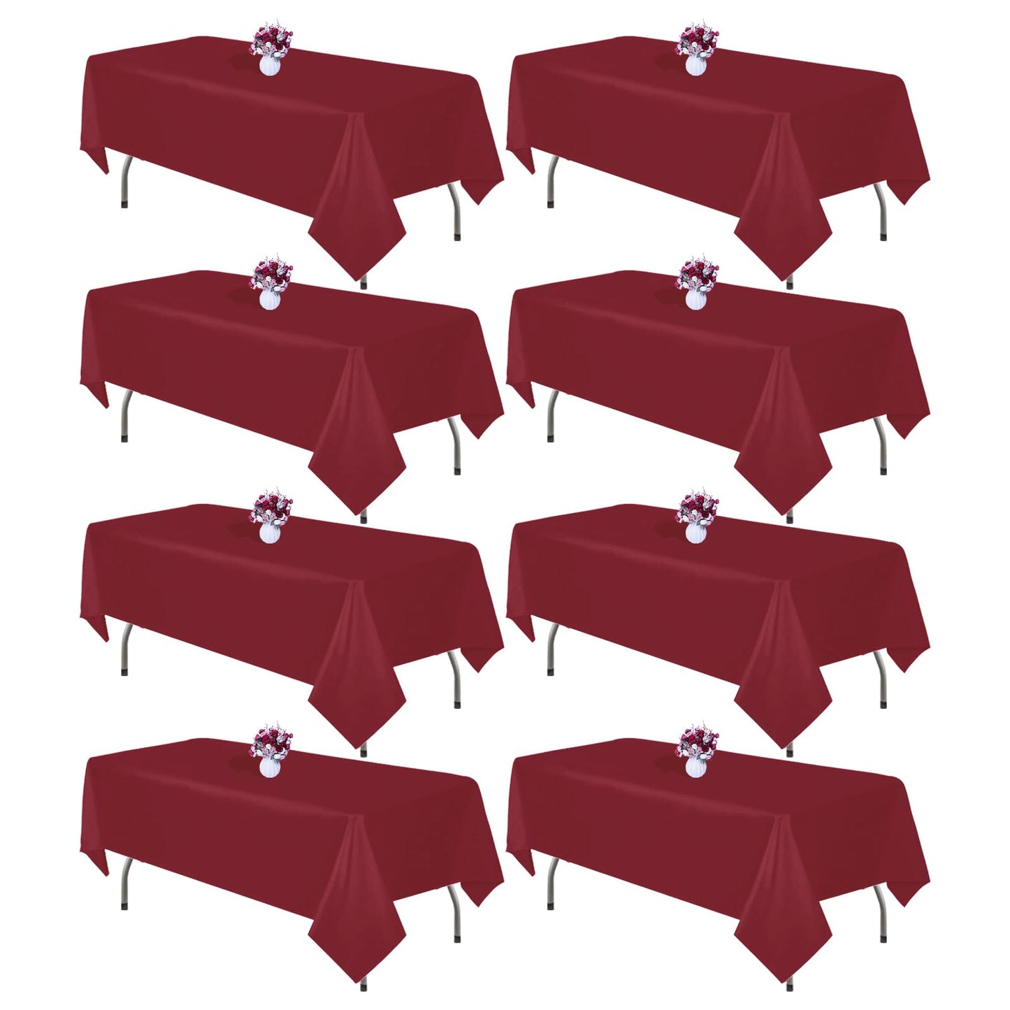 120 Inch White Round Tablecloth, 8 Pack | Wrinkle Resistant, For 4Ft-7Ft Round Table, Polyester Fabric, Washable Table Cloth, For Dining Wedding Party Buffet
