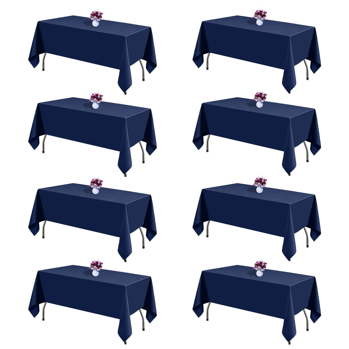 120 Inch White Round Tablecloth, 8 Pack | Wrinkle Resistant, For 4Ft-7Ft Round Table, Polyester Fabric, Washable Table Cloth, For Dining Wedding Party Buffet