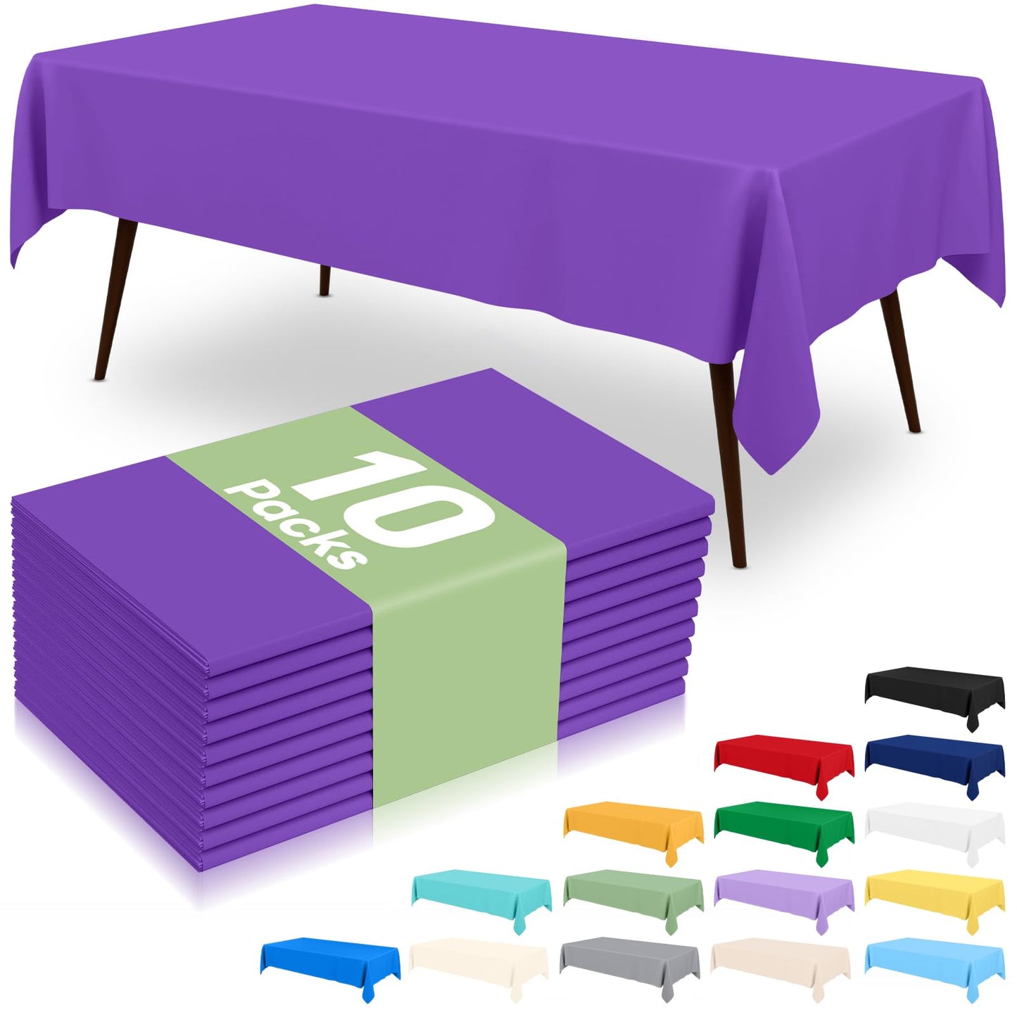 6 Packs Disposable Plastic Table Cloth, 54 x 108 Inch Waterproof Rectangle Tablecloth, Leakproof & Sturdy Decorative Table Covers for Party, Outdoor and Back to School, Black