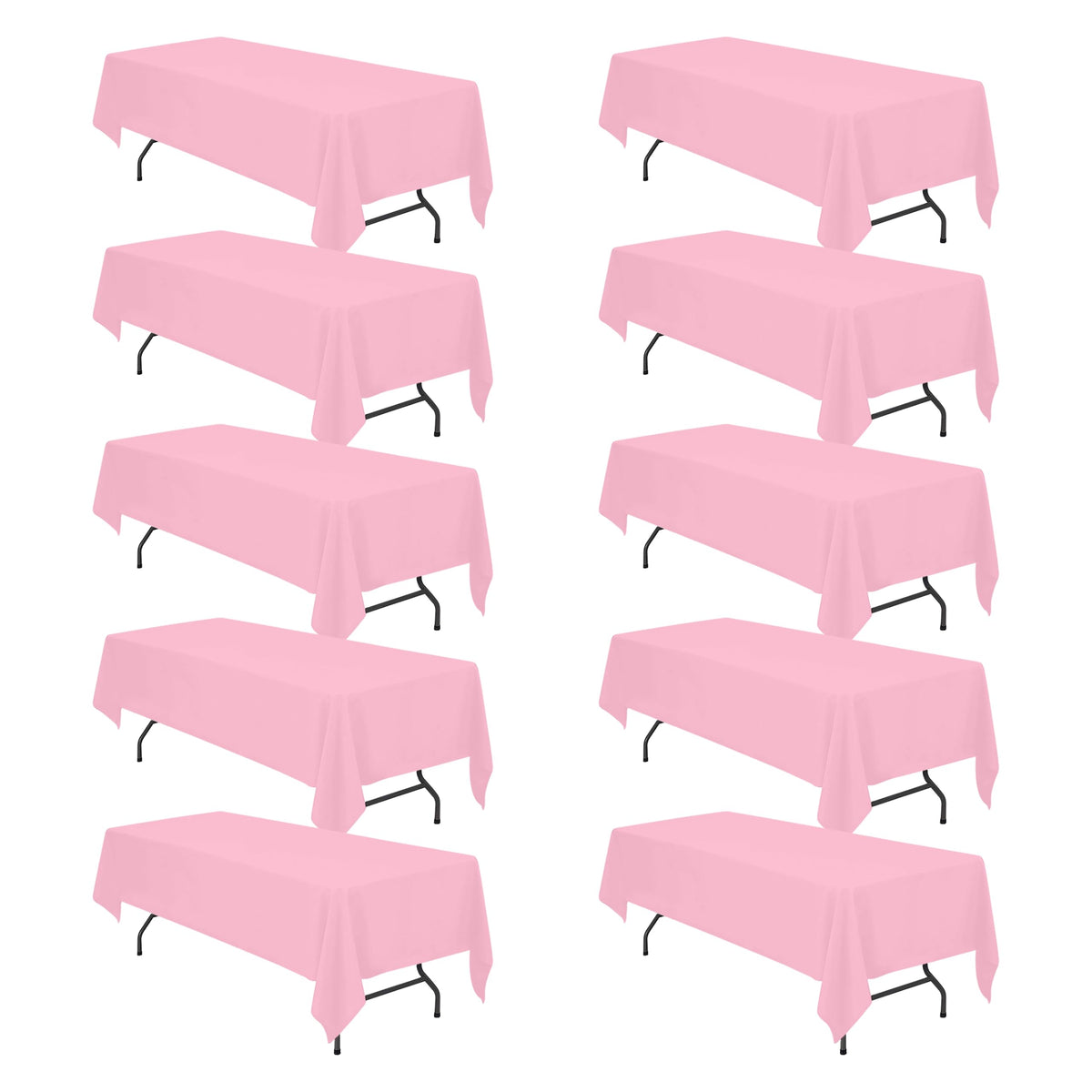BRILLMAX 6 Pack Ivory Tablecloths 90x132 Inch for 6ft Rectangle Tables | 150 GSM Polyester Fabric, Floor Length Drop, Water, Stain & Wrinkle Resistant Cloth Cover for Wedding Reception Banquet Party