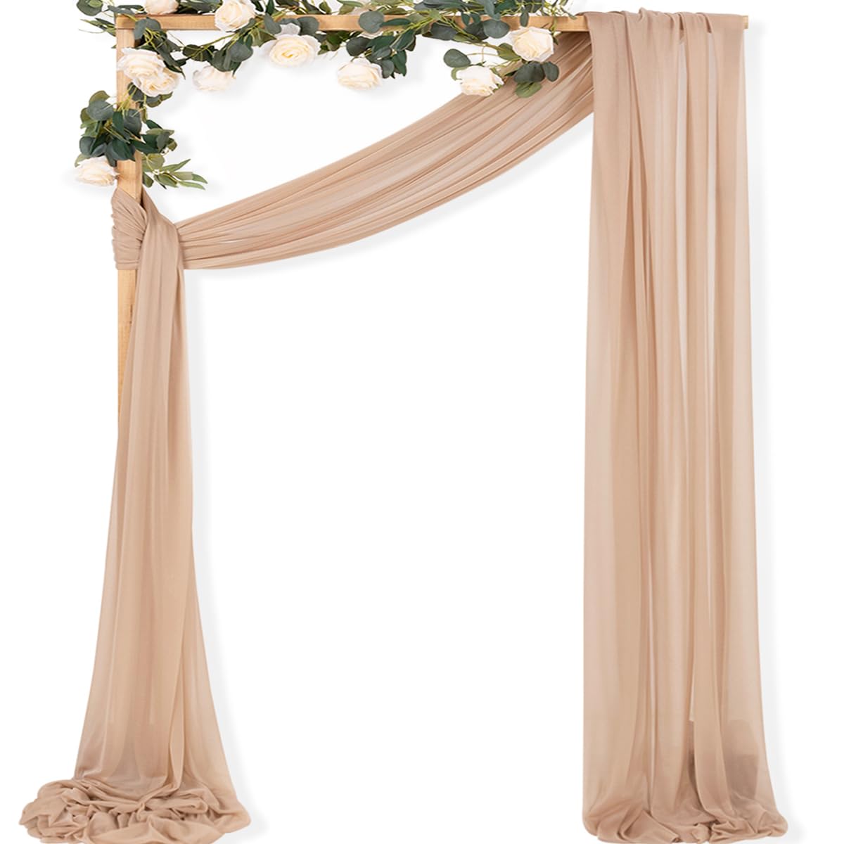Sheer Gauze Wedding Arch Draping Fabric 29" x 20 FT 4 Panel Sage Green | Shimmery Gauze Drapes, Airy Backdrop Curtains, 6.6 Yard Outdoor Drapery Panels, Photo Background, Wedding Church Events Decor