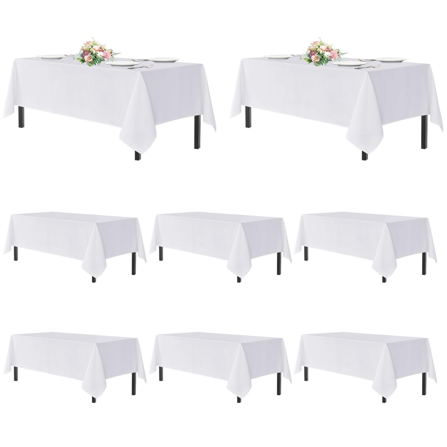 sancua 2 Pack White Table Cloth 60x102 Inch for 6 Feet Rectangle Tables | Stain and Wrinkle Resistant Washable Polyester Tablecloth Cover for Dining Tables, Wedding Buffet Parties and Camping