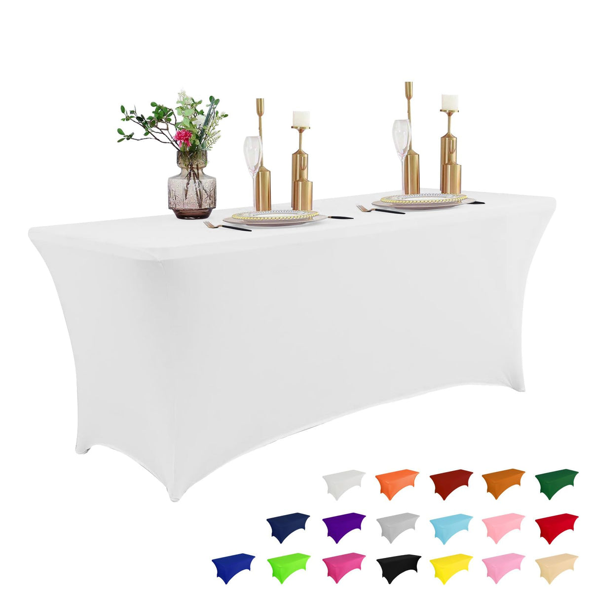 IVAPUPU 2 Pack 6FT Black Table Cloth for Rectangular Spandex Table Cover | Fitted Events Stretch Covers Washable Spandex Tablecloth Protector for Party, Wedding, Cocktail, Banquet, Festival