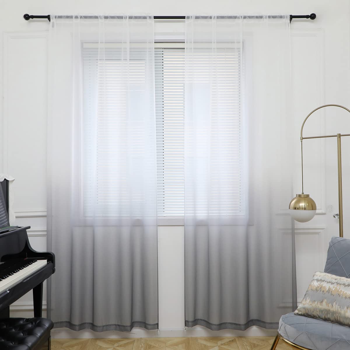 PHILEASY Window Sheer Curtains 84 Inches Long 2 Panels White Sheer Curtain Clear Transparent Basic Rod Pocket Panel 15 Colors 10 Size for Bedroom Living Room Yard Kitchen