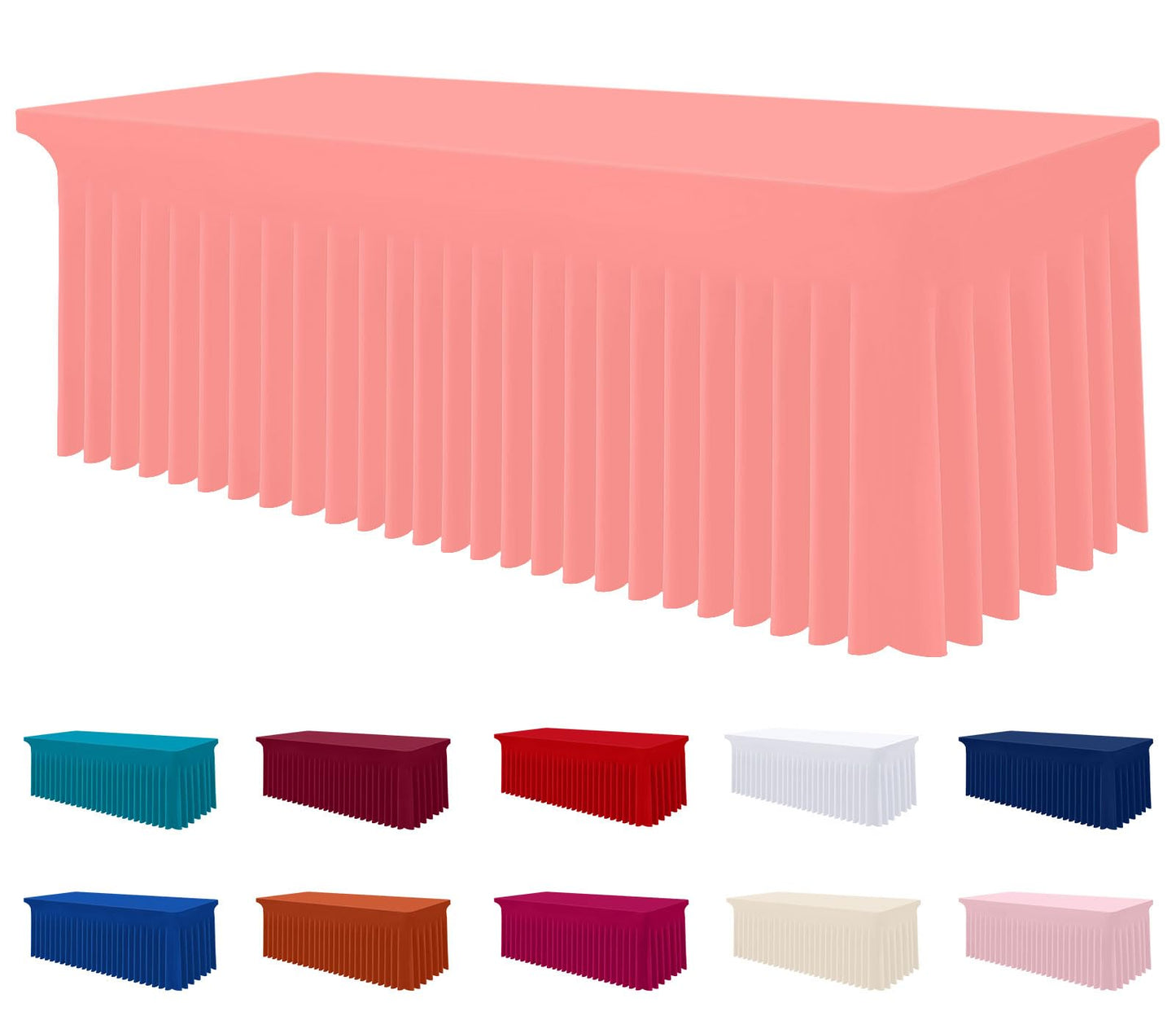Smiry Spandex Elastic Fitted Table Cloth Skirt for 6FT Rectangle Table | Stretch Washable Table Cloth, Banquet Table Cover for Wedding, Party, Indoor & Trade Shows, (Black, 72Lx30Wx30H)