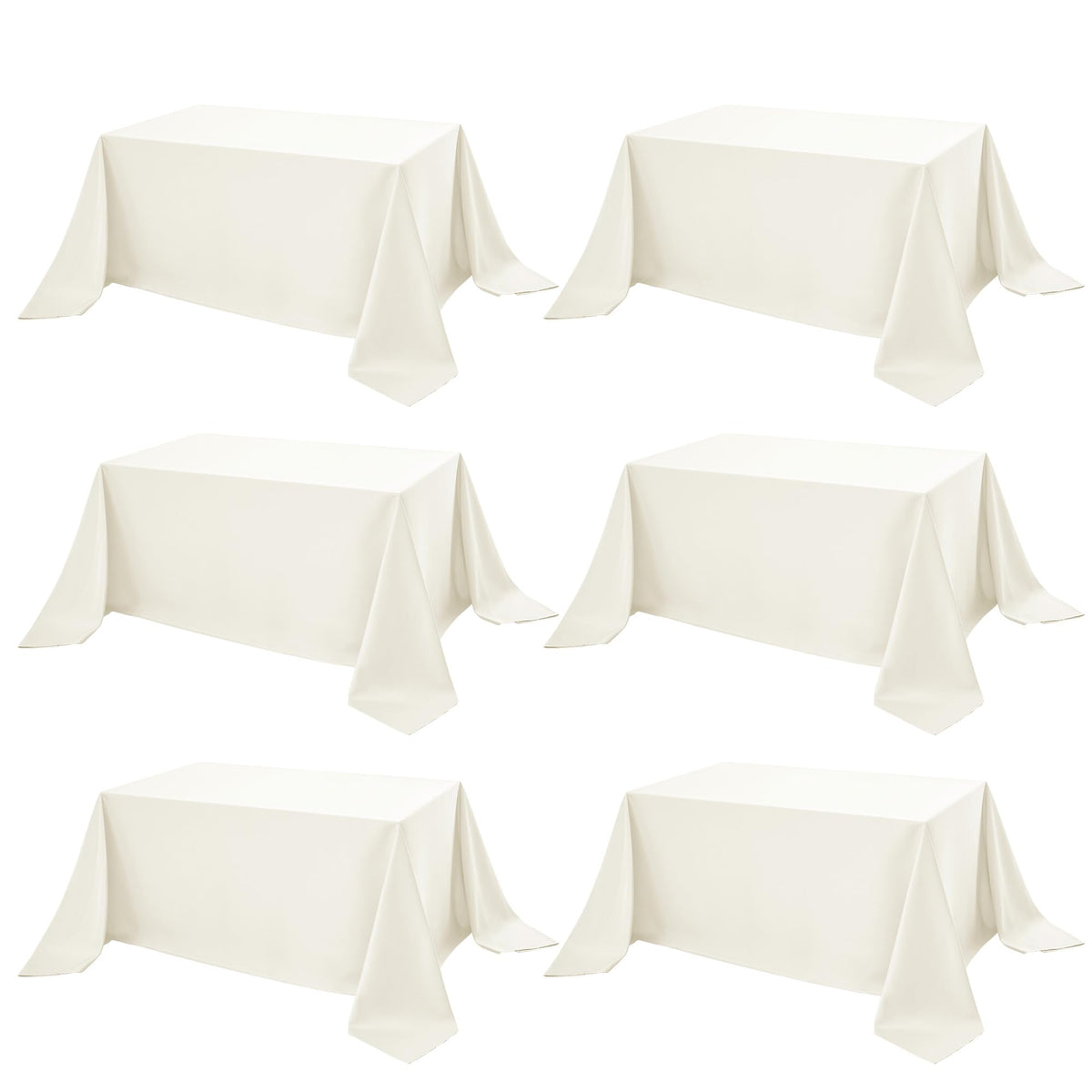 10-Pack White Tablecloths for Rectangle Tables, 60 x 102 Inches | Stain-Resistant Polyester Fabric for 6 Foot Tables - Washable Table Covers for Weddings, Banquets, Birthday, Parties, Events