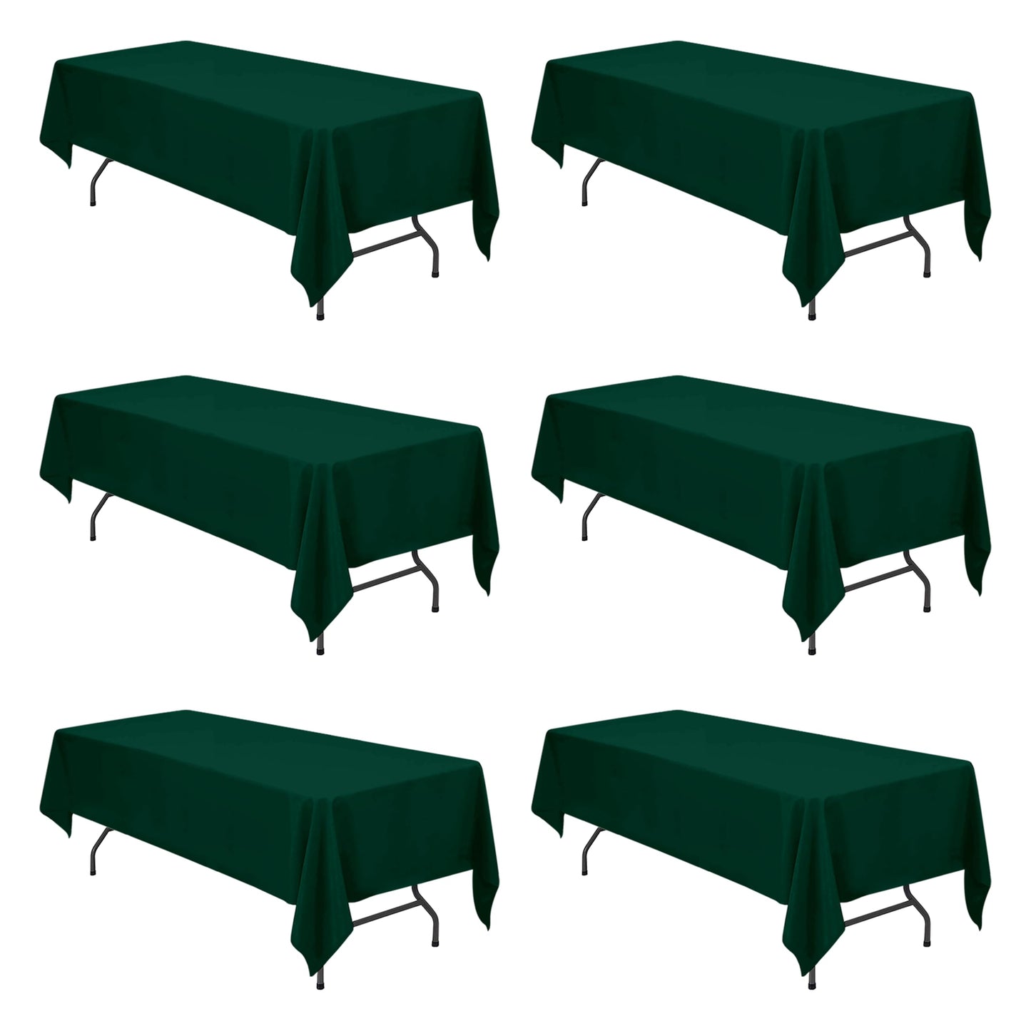 BRILLMAX 6 Pack Ivory Tablecloths 90x132 Inch for 6ft Rectangle Tables | 150 GSM Polyester Fabric, Floor Length Drop, Water, Stain & Wrinkle Resistant Cloth Cover for Wedding Reception Banquet Party