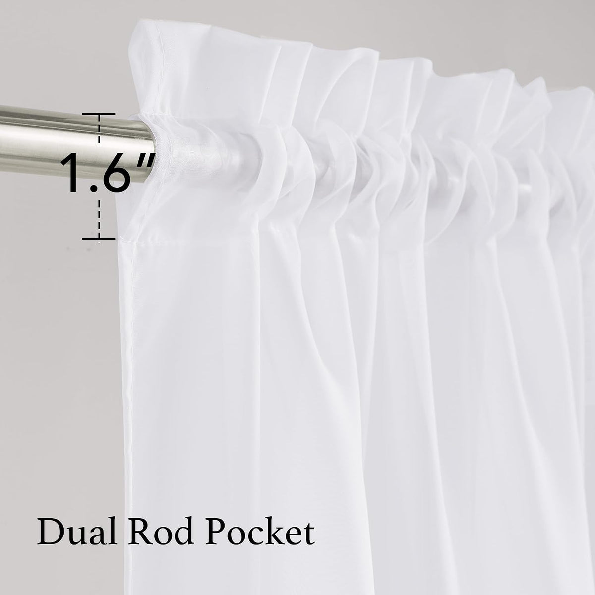 NICETOWN White Sheer 96 inches Long Curtains for Living Room, Rod Pocket Lightweight Drapes Voile Sheer Air & Breathable Window Treatments for Bedroom, W42 x L96, 2 Panels