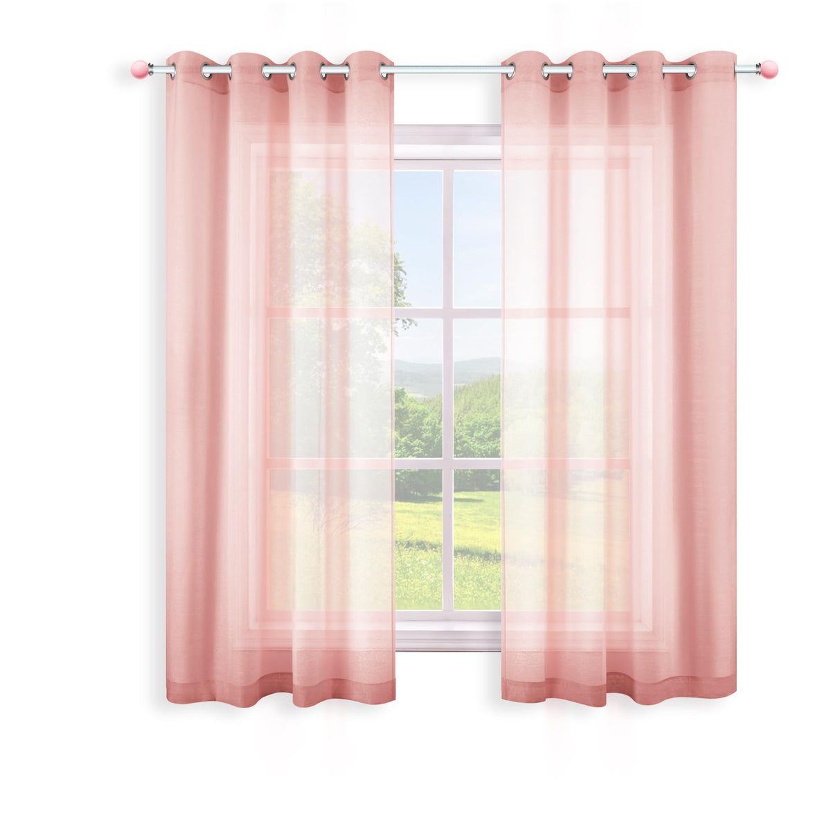 White Sheer Curtains 84 Inches Long Set 2 Panels Grommet Pair Faux Linen Semi Transparent Drape Tulle Gauze Voile Window Sheer Curtains for Bedroom Living Room Dining Wide 52 Length Solid Pack