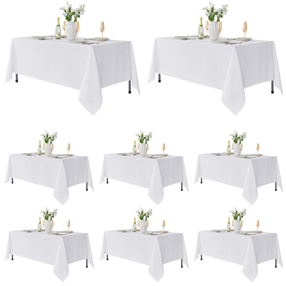 Fitable 6 Pack White Table Cloths 70x120 Inch for 6-8 Ft Rectangle Tables | Stain & Wrinkle Resistant, Washable Polyester Covers for Wedding Party Dining Banquet Event Catering Reception