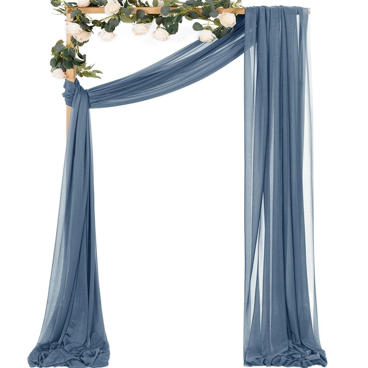Sheer Gauze Wedding Arch Draping Fabric 29" x 20 FT 4 Panel Sage Green | Shimmery Gauze Drapes, Airy Backdrop Curtains, 6.6 Yard Outdoor Drapery Panels, Photo Background, Wedding Church Events Decor