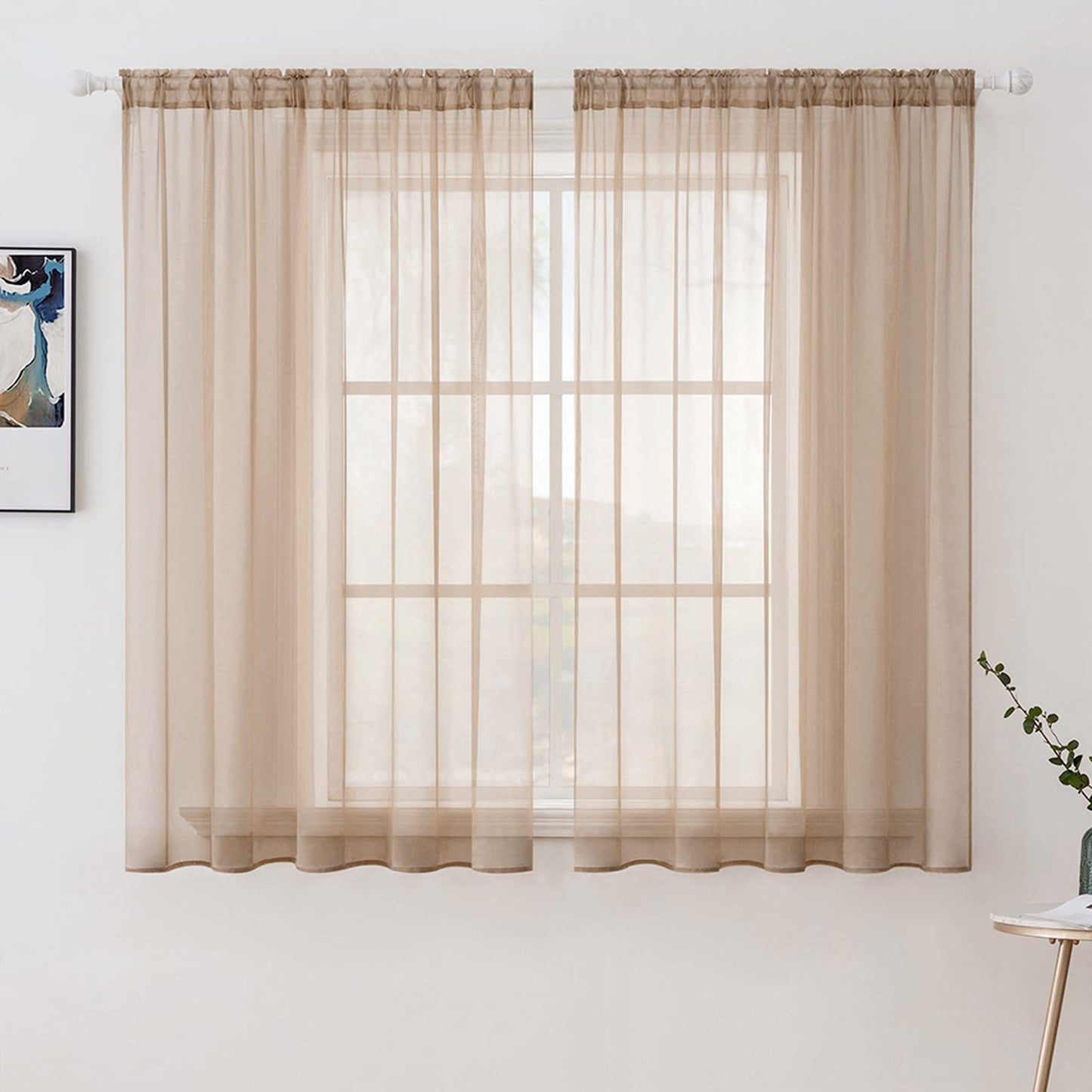 MIULEE 2 Panels White Sheer Curtains for Living Room 54 X 84 Inches | Window, Solid Color, Elegant Window Voile Panels, Bedroom, Living Room, Drapes, Treatment