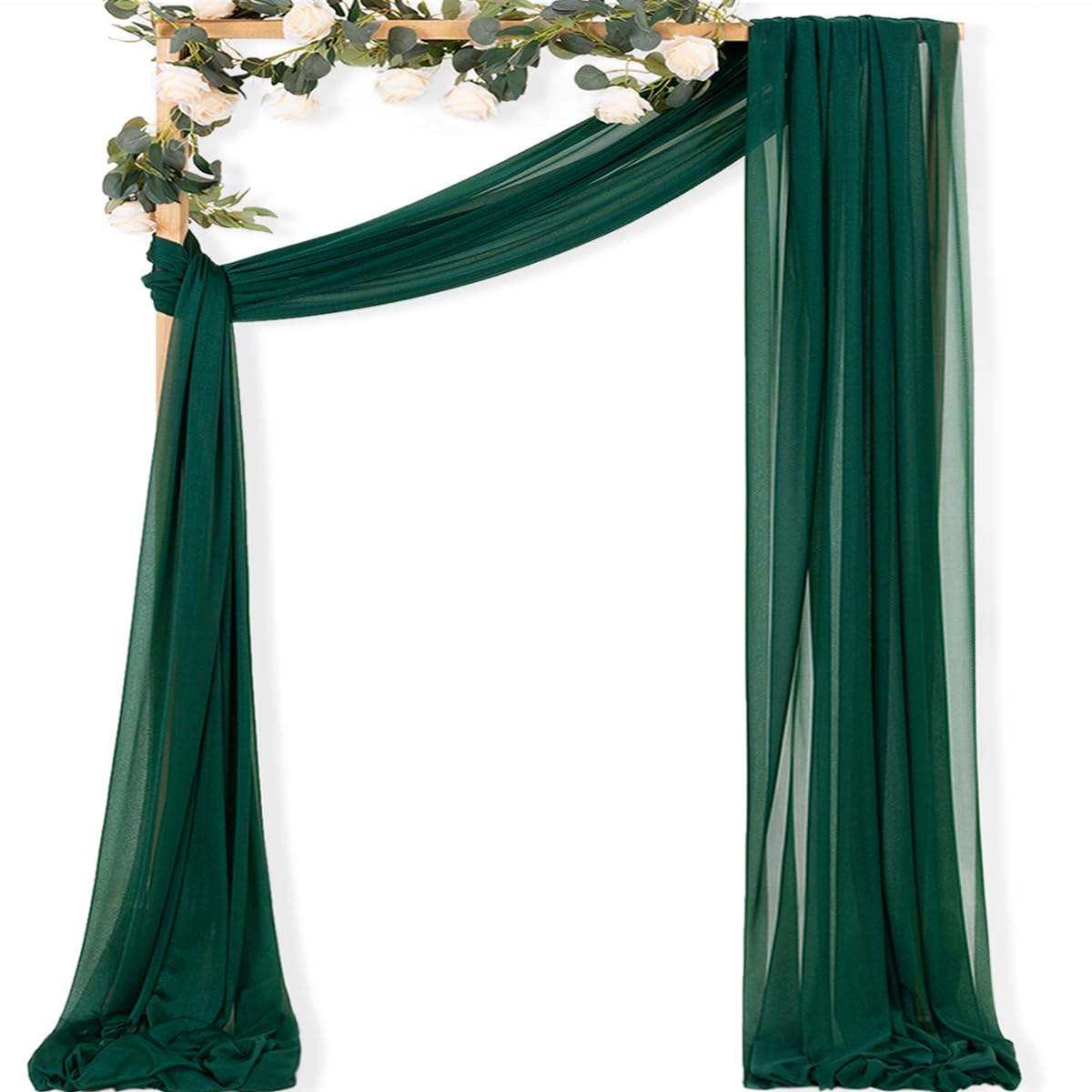 Sheer Gauze Wedding Arch Draping Fabric 29" x 20 FT 4 Panel Sage Green | Shimmery Gauze Drapes, Airy Backdrop Curtains, 6.6 Yard Outdoor Drapery Panels, Photo Background, Wedding Church Events Decor