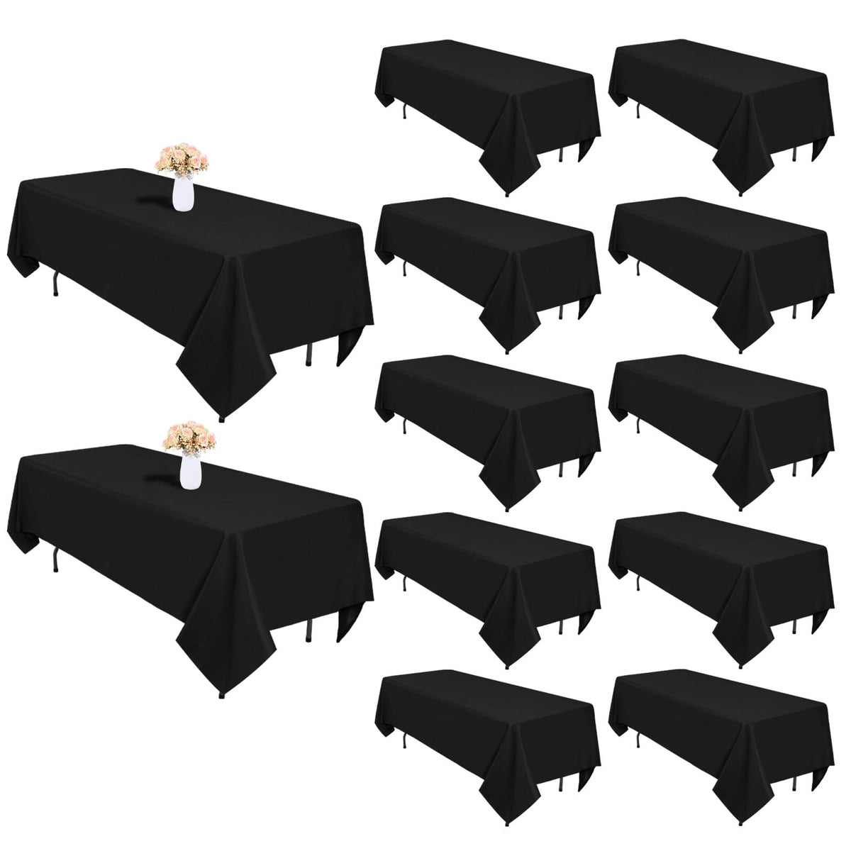 8 Packs 90 Inch White Round Tablecloth | Polyester Fabric, Wrinkle Resistant, For 3Ft-5Ft Round Table, Reusable, Washable Table Cloth, For Buffet Wedding Banquet