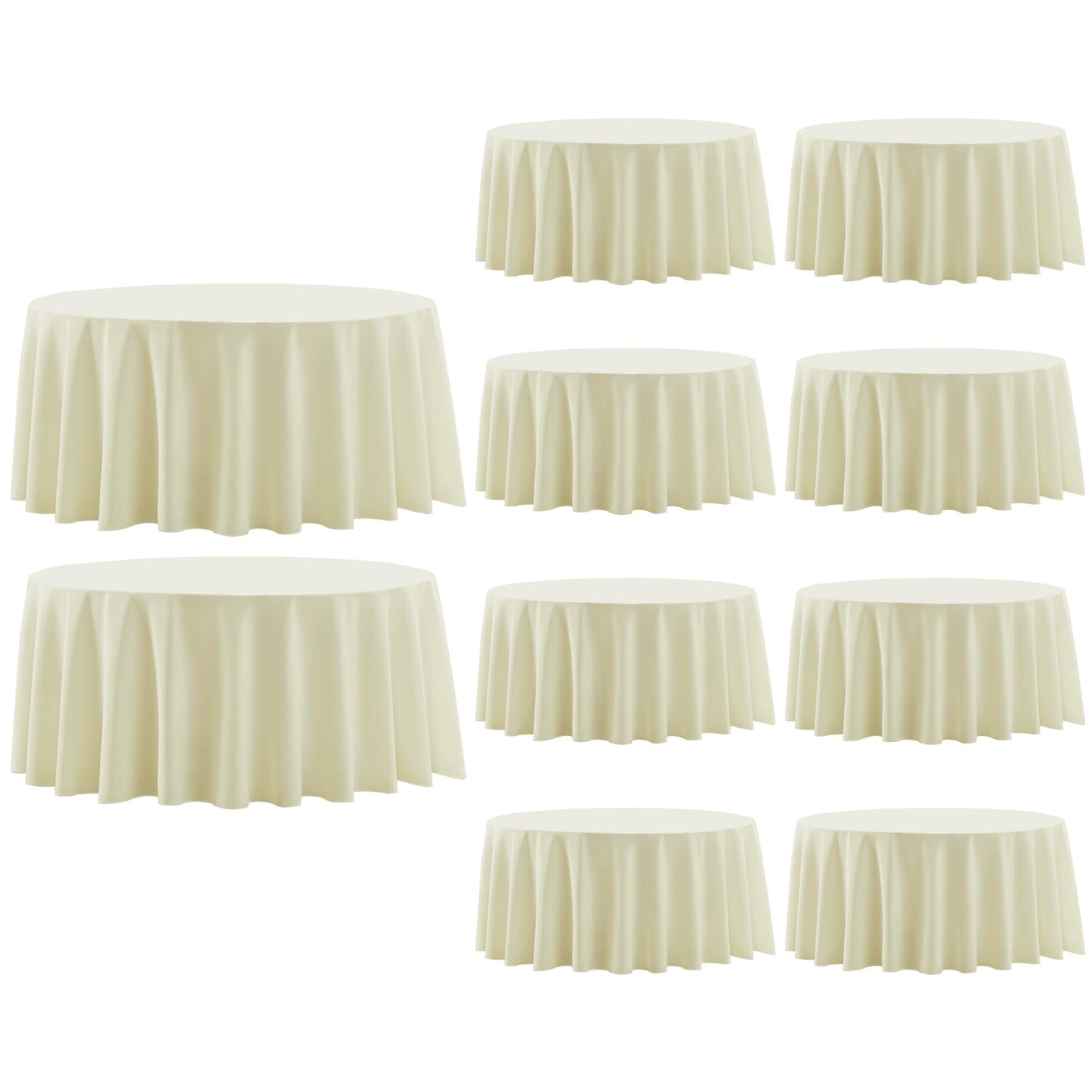 8 Pack Ivory Round Tablecloths 120 Inch for Dining Tables | Washable Decorative Linen Polyester Table Cover for Banquets Buffets Parties and Weddings