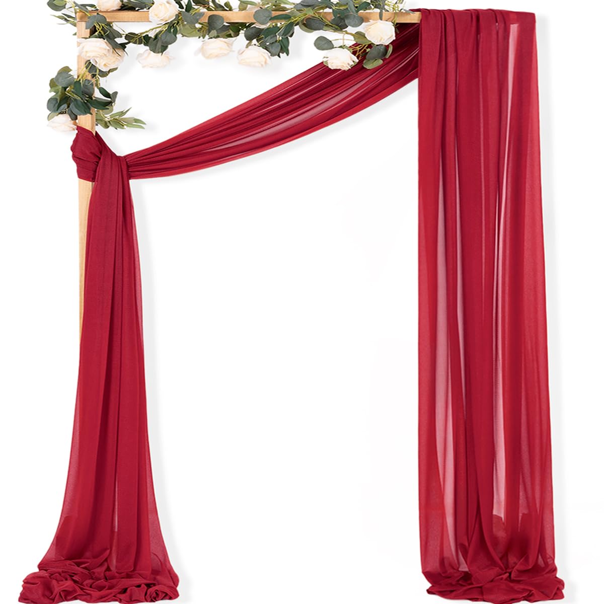 Sheer Gauze Wedding Arch Draping Fabric 29" x 20 FT 4 Panel Sage Green | Shimmery Gauze Drapes, Airy Backdrop Curtains, 6.6 Yard Outdoor Drapery Panels, Photo Background, Wedding Church Events Decor