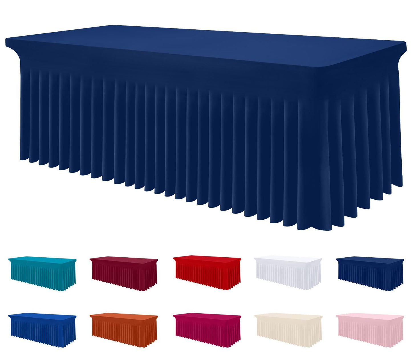Smiry Spandex Elastic Fitted Table Cloth Skirt for 6FT Rectangle Table | Stretch Washable Table Cloth, Banquet Table Cover for Wedding, Party, Indoor & Trade Shows, (Black, 72Lx30Wx30H)