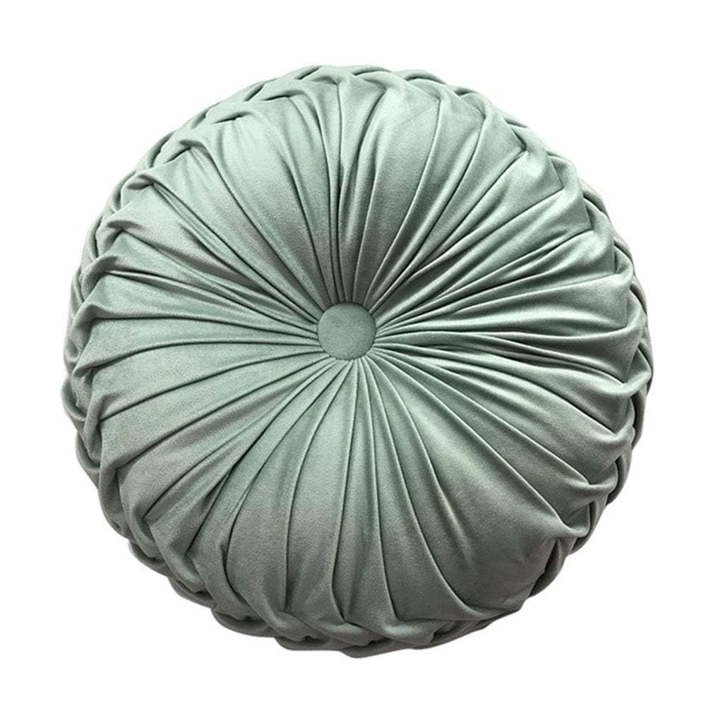 Teieas Round Throw Pillow Velvet Home Decoration Pleated Round Pillow Cushion for Couch Chair Bed Car Orange
