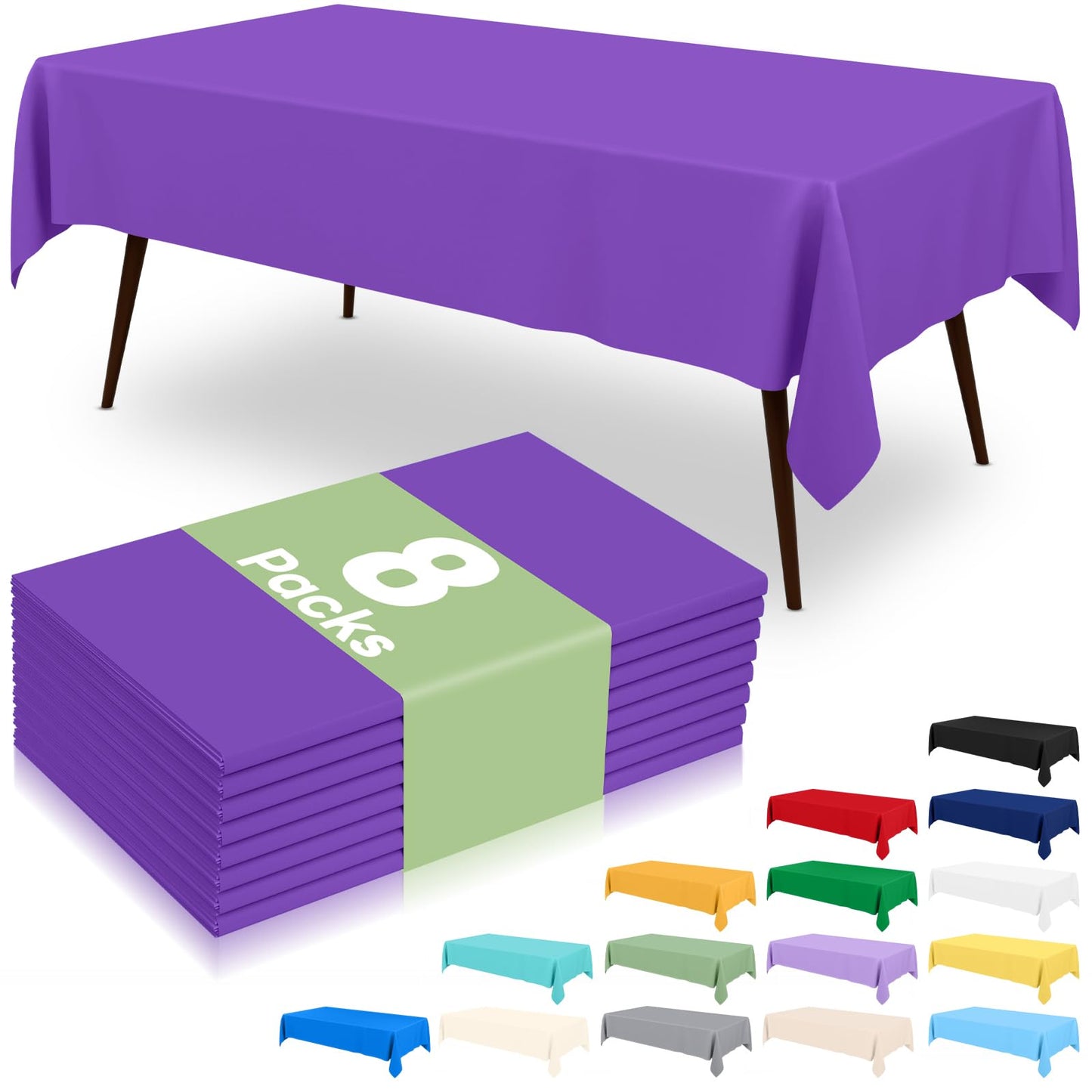 6 Packs Disposable Plastic Table Cloth, 54 x 108 Inch Waterproof Rectangle Tablecloth, Leakproof & Sturdy Decorative Table Covers for Party, Outdoor and Back to School, Black