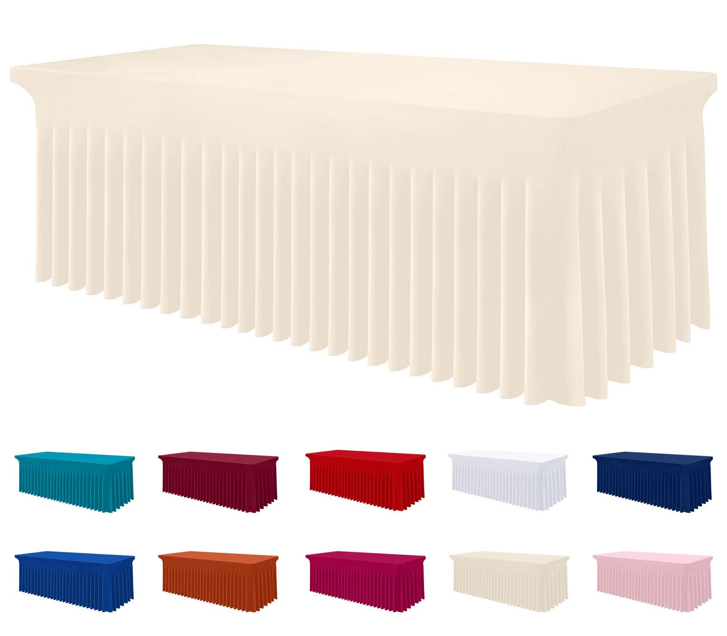 Smiry Spandex Elastic Fitted Table Cloth Skirt for 6FT Rectangle Table | Stretch Washable Table Cloth, Banquet Table Cover for Wedding, Party, Indoor & Trade Shows, (Black, 72Lx30Wx30H)
