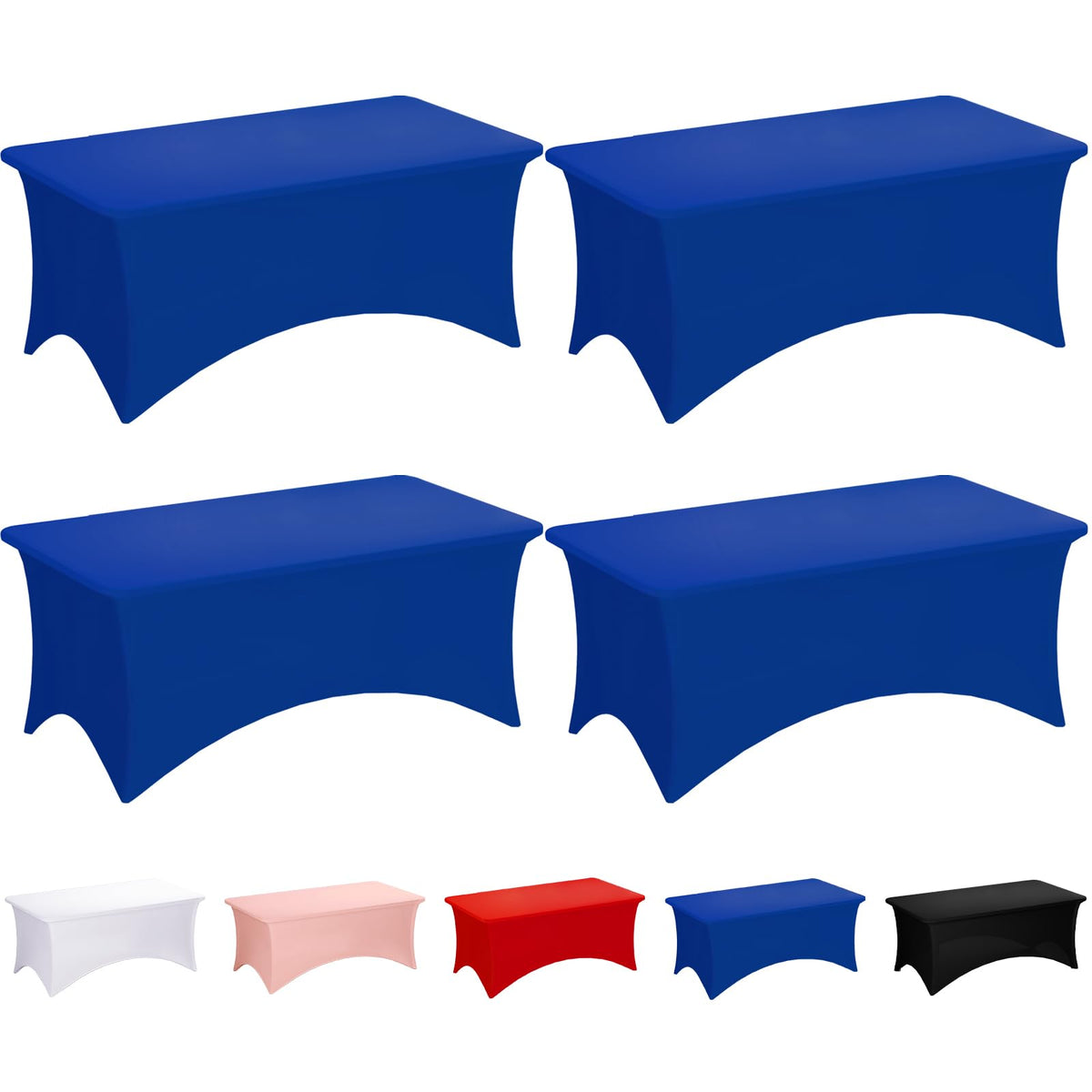 Fixwal 2 Pack 6FT Black Tablecloth Rectangle Spandex Fitted Table Cover | Fit for 6 Foot Rectangle Table, Washable Stretch, Ideal for Party, Wedding, Buffet, Graduation Decoration, Vendor Booth